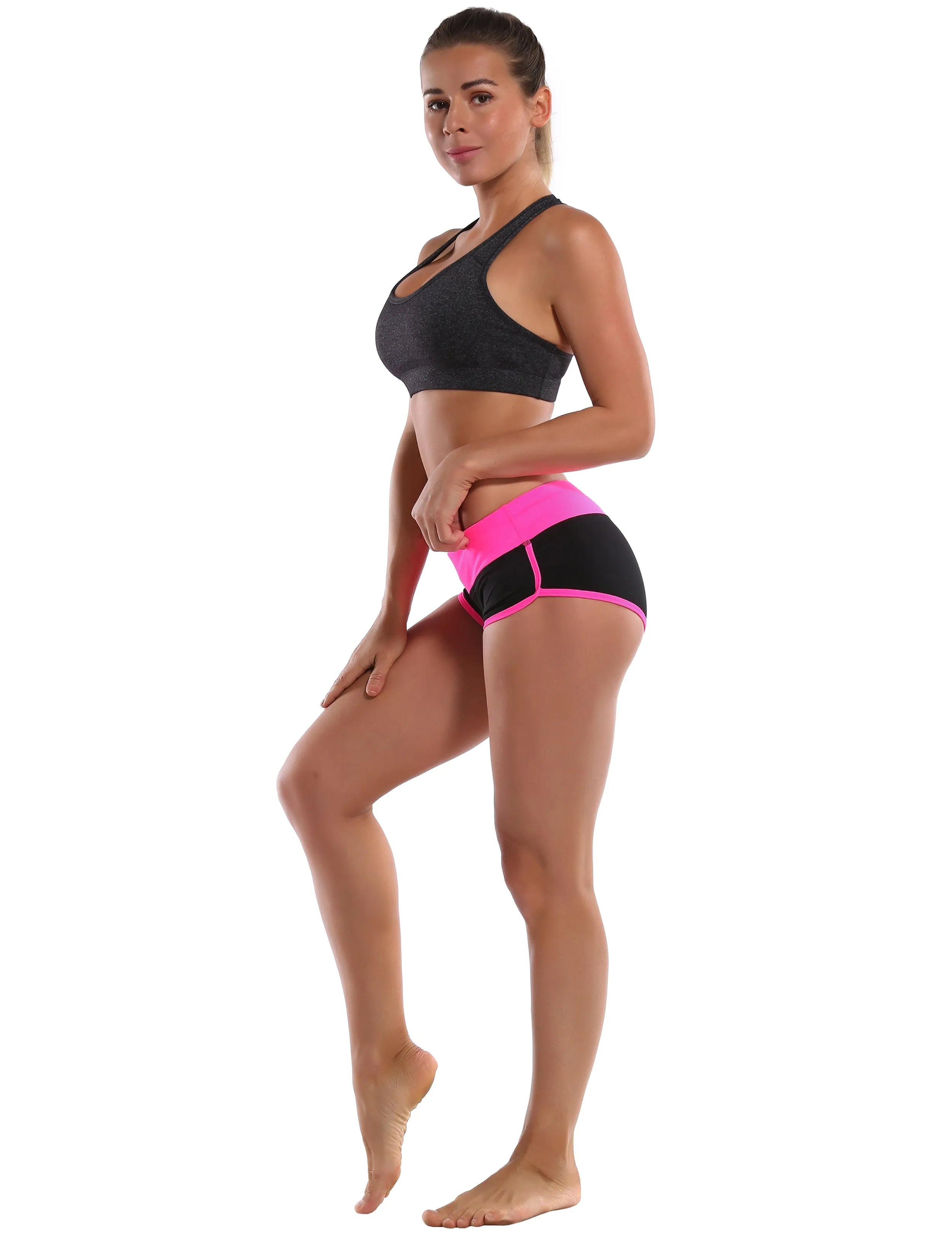 030 Sexy Booty Yoga Shorts pink_black_yoga