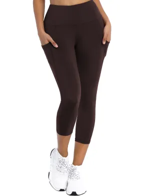 19" High Waist Side Pockets Capris mahoganymaroon_yoga