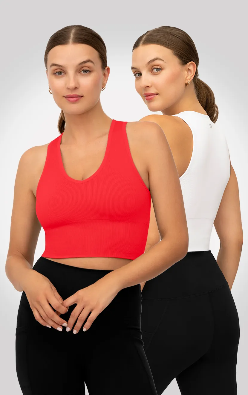 2 PK Ribbed V-Neck Tank Top
