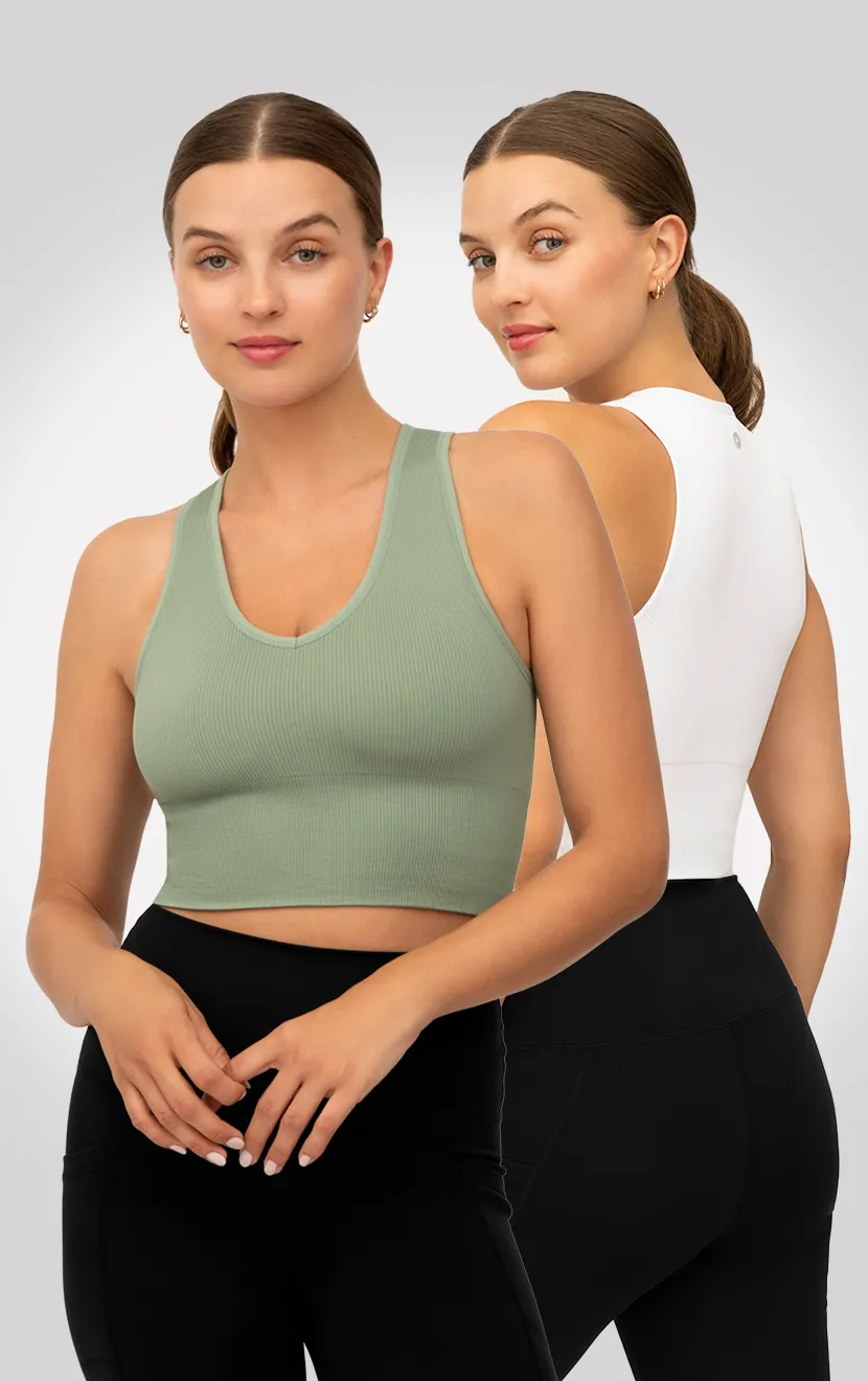 2 PK Ribbed V-Neck Tank Top