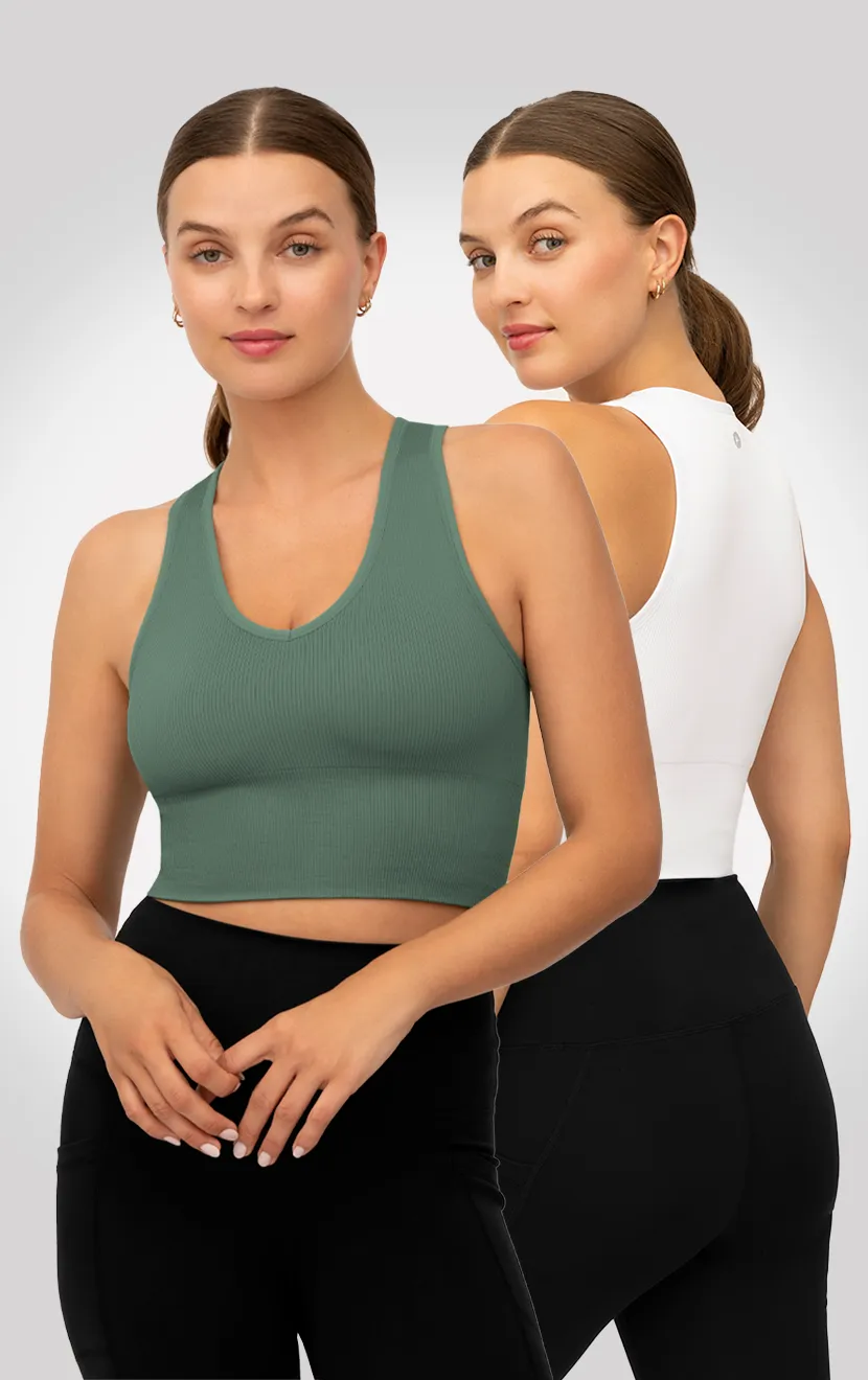 2 PK Ribbed V-Neck Tank Top
