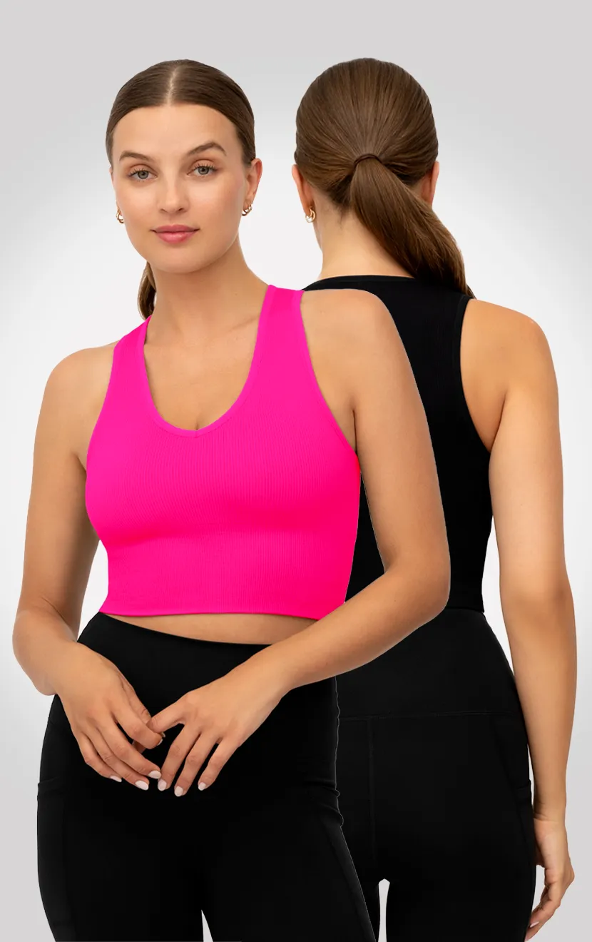 2 PK Ribbed V-Neck Tank Top