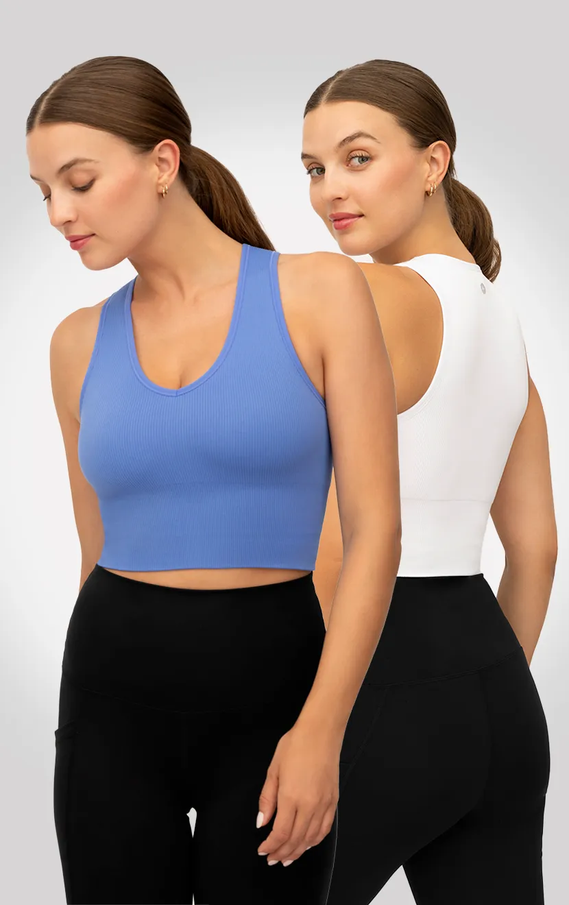 2 PK Ribbed V-Neck Tank Top
