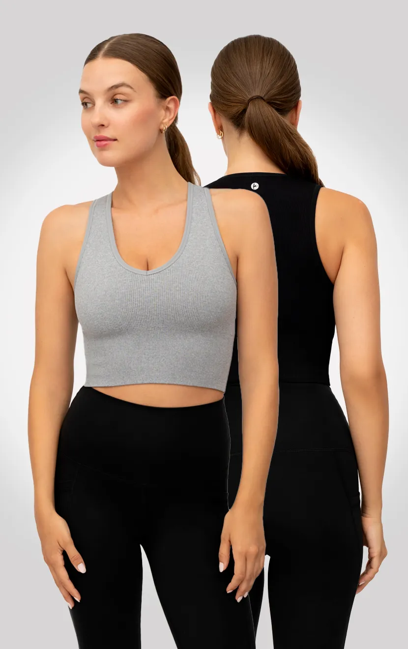 2 PK Ribbed V-Neck Tank Top