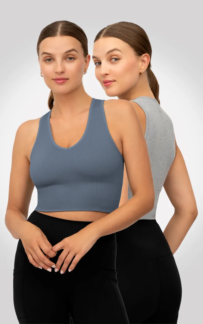 2 PK Ribbed V-Neck Tank Top