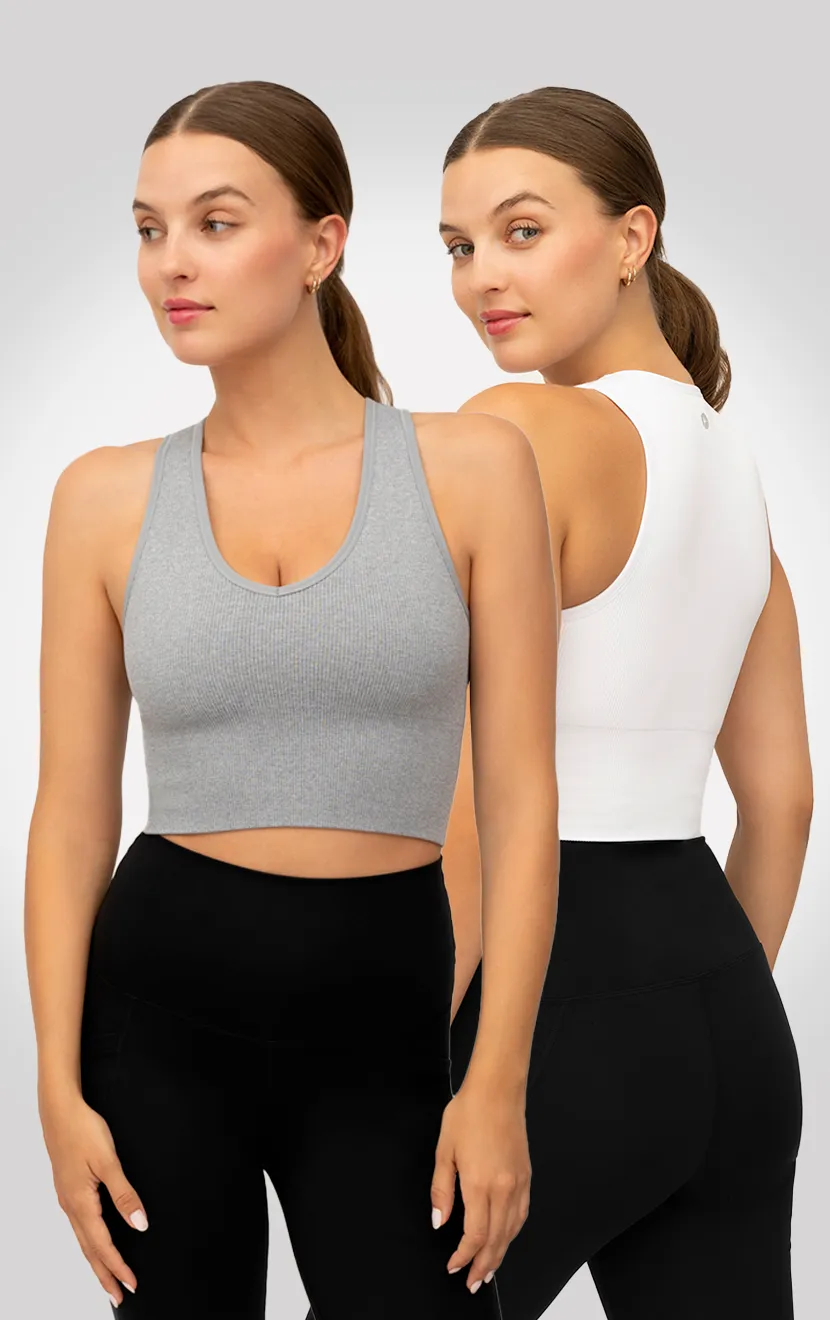 2 PK Ribbed V-Neck Tank Top
