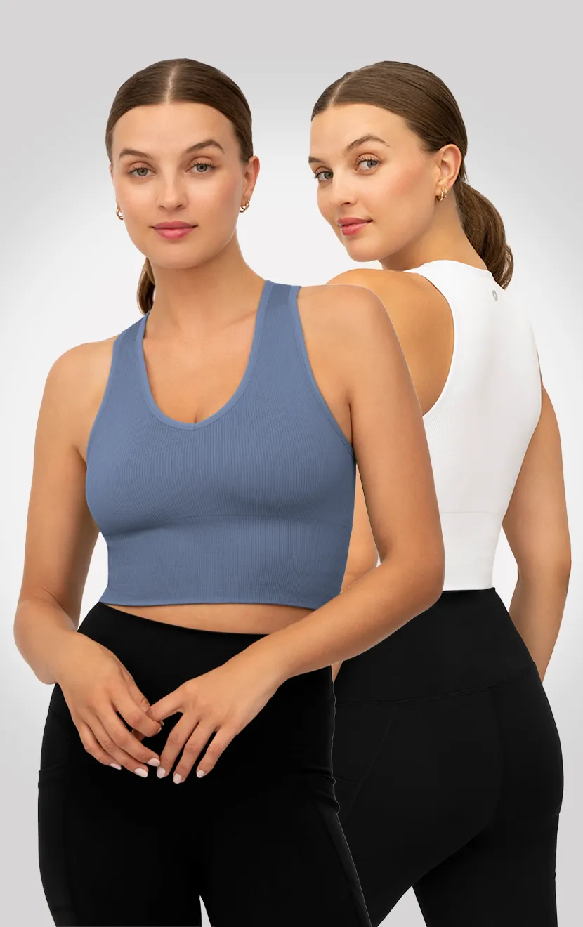 2 PK Ribbed V-Neck Tank Top