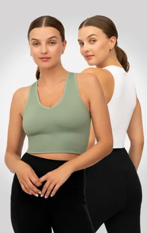 2 PK Ribbed V-Neck Tank Top