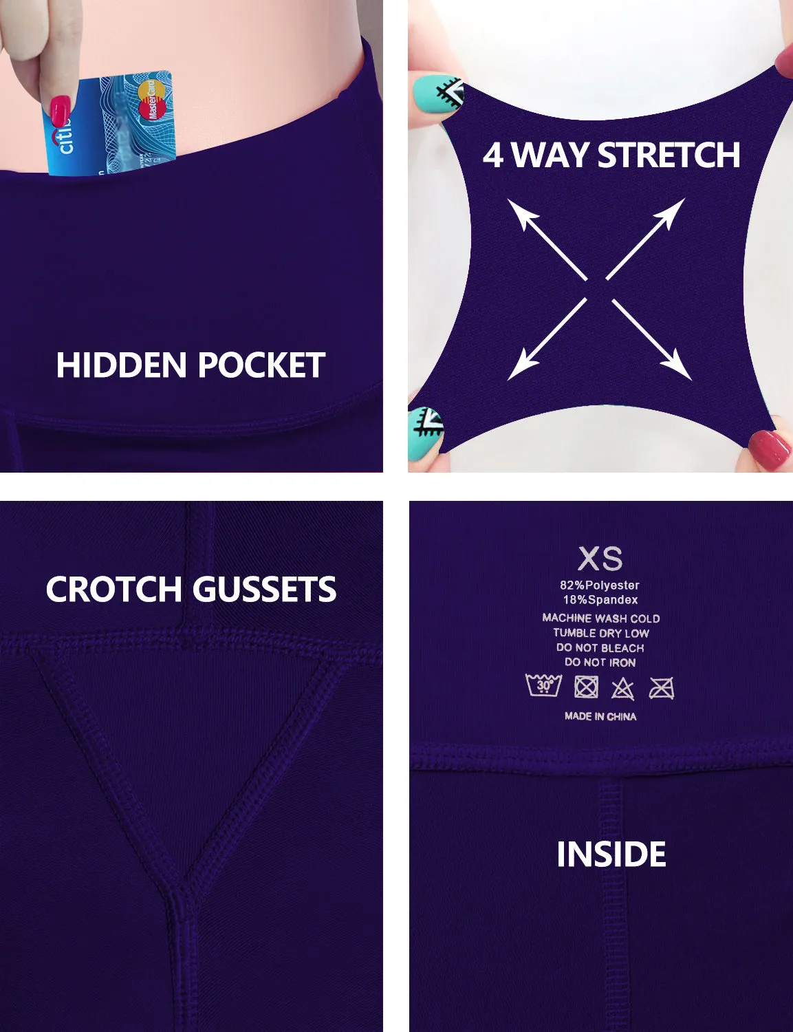 22" High Waist Crop Tight Capris darkpurple_yoga