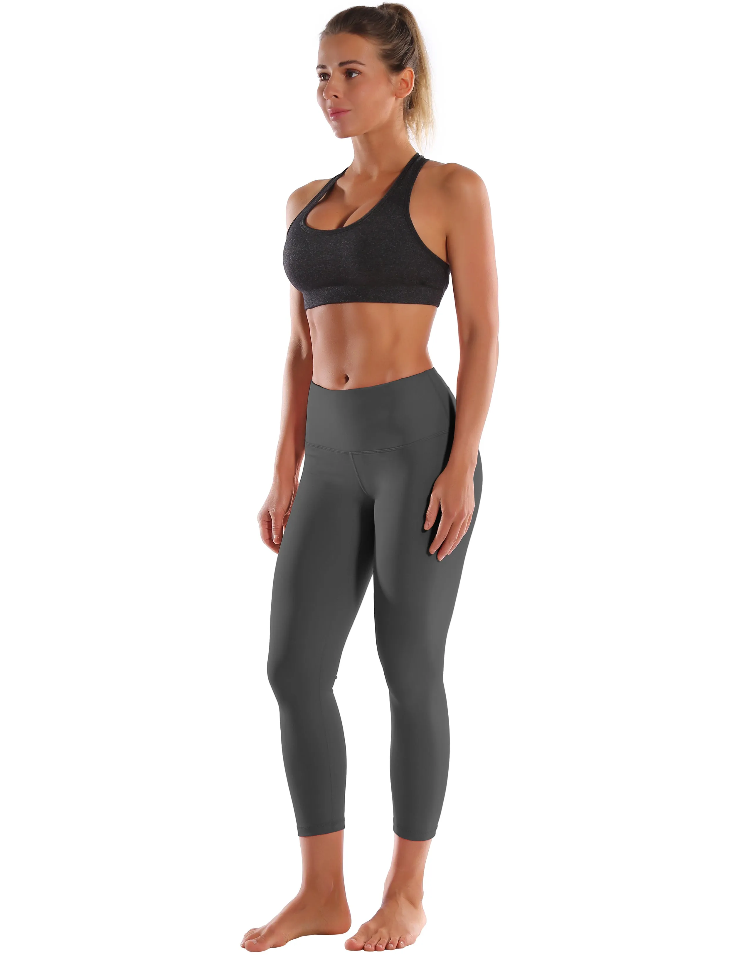 22" High Waist Crop Tight Capris shadowcharcoal_yoga