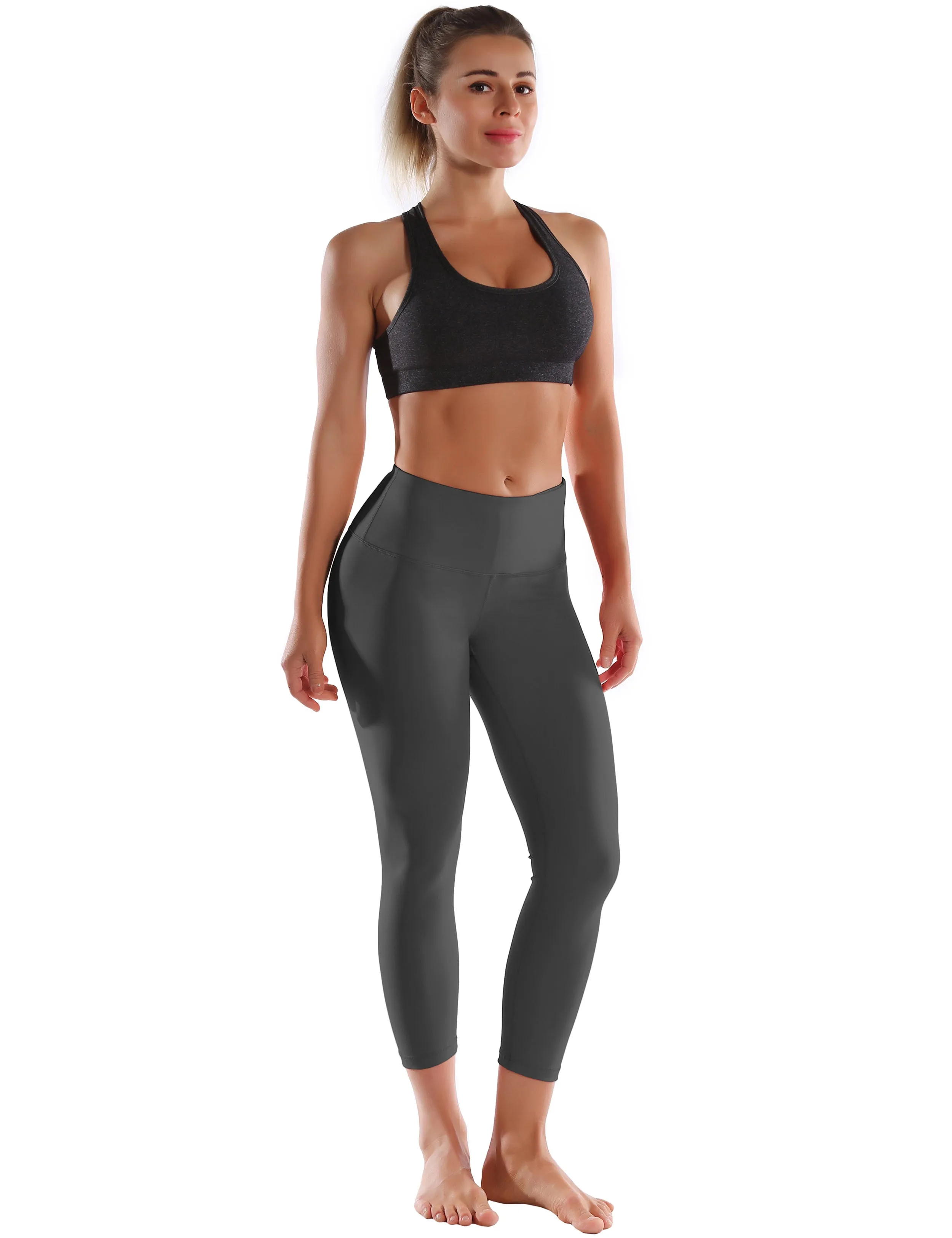 22" High Waist Crop Tight Capris shadowcharcoal_yoga
