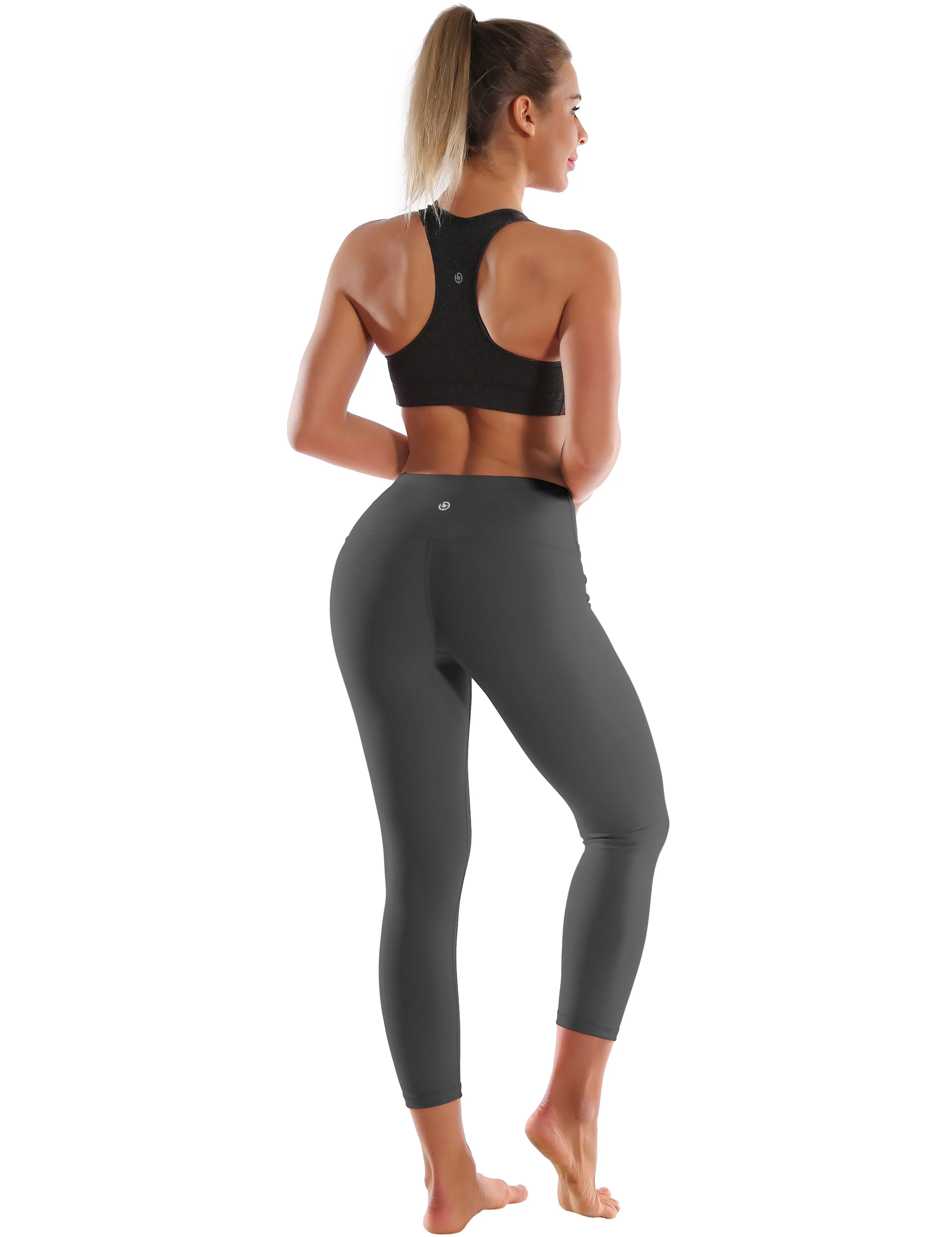 22" High Waist Crop Tight Capris shadowcharcoal_yoga