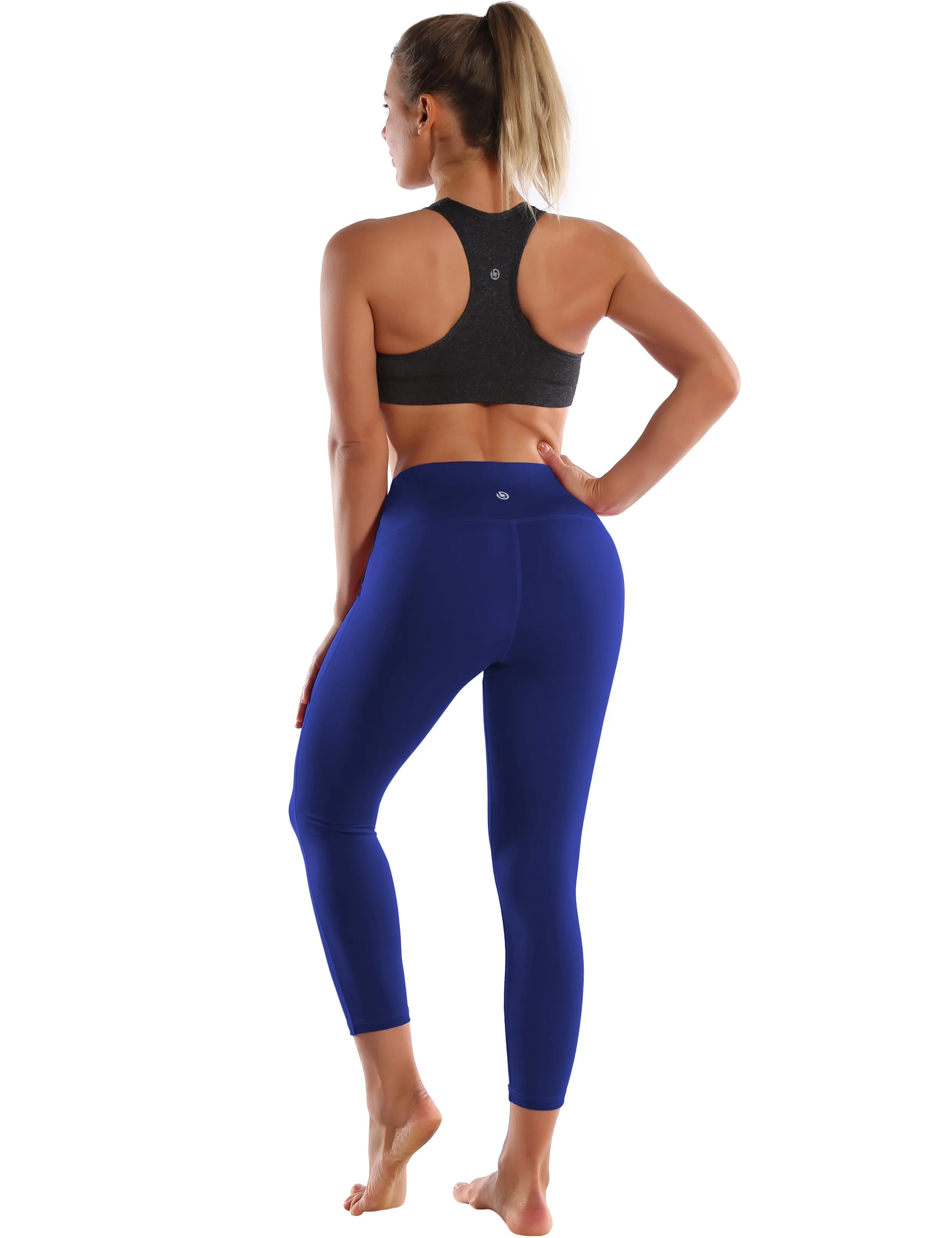 22" High Waist Side Line Capris navy_yoga
