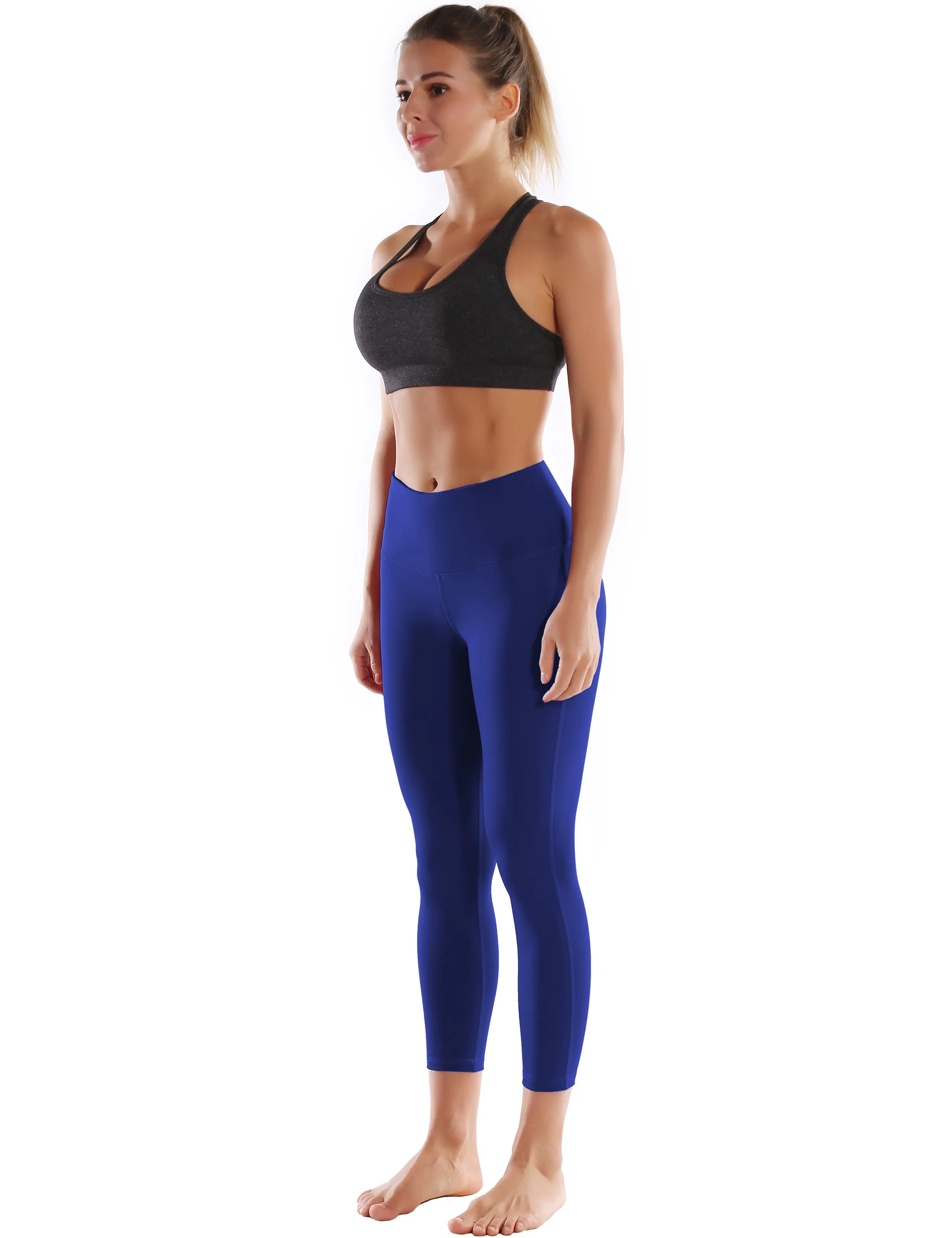 22" High Waist Side Line Capris navy_yoga