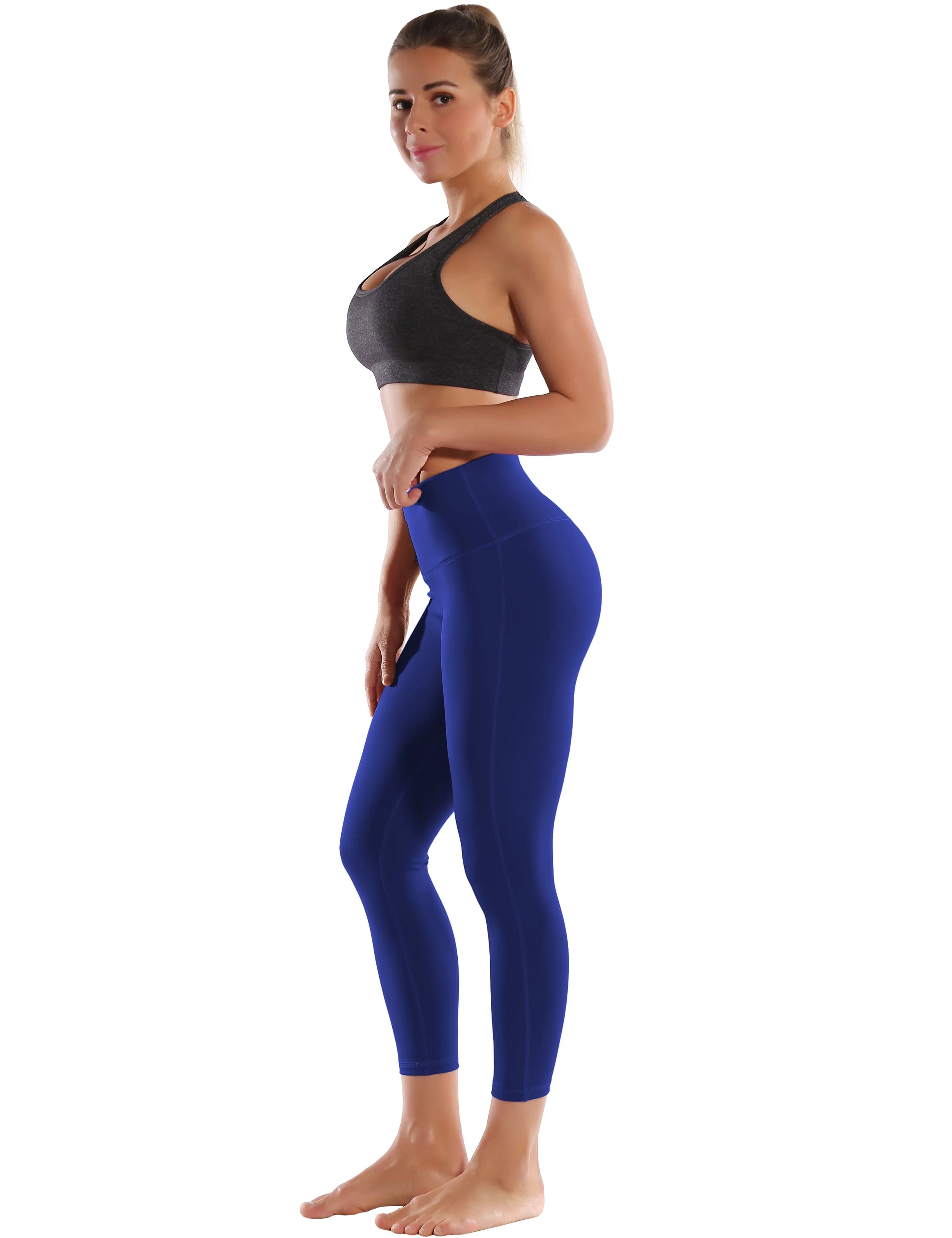 22" High Waist Side Line Capris navy_yoga