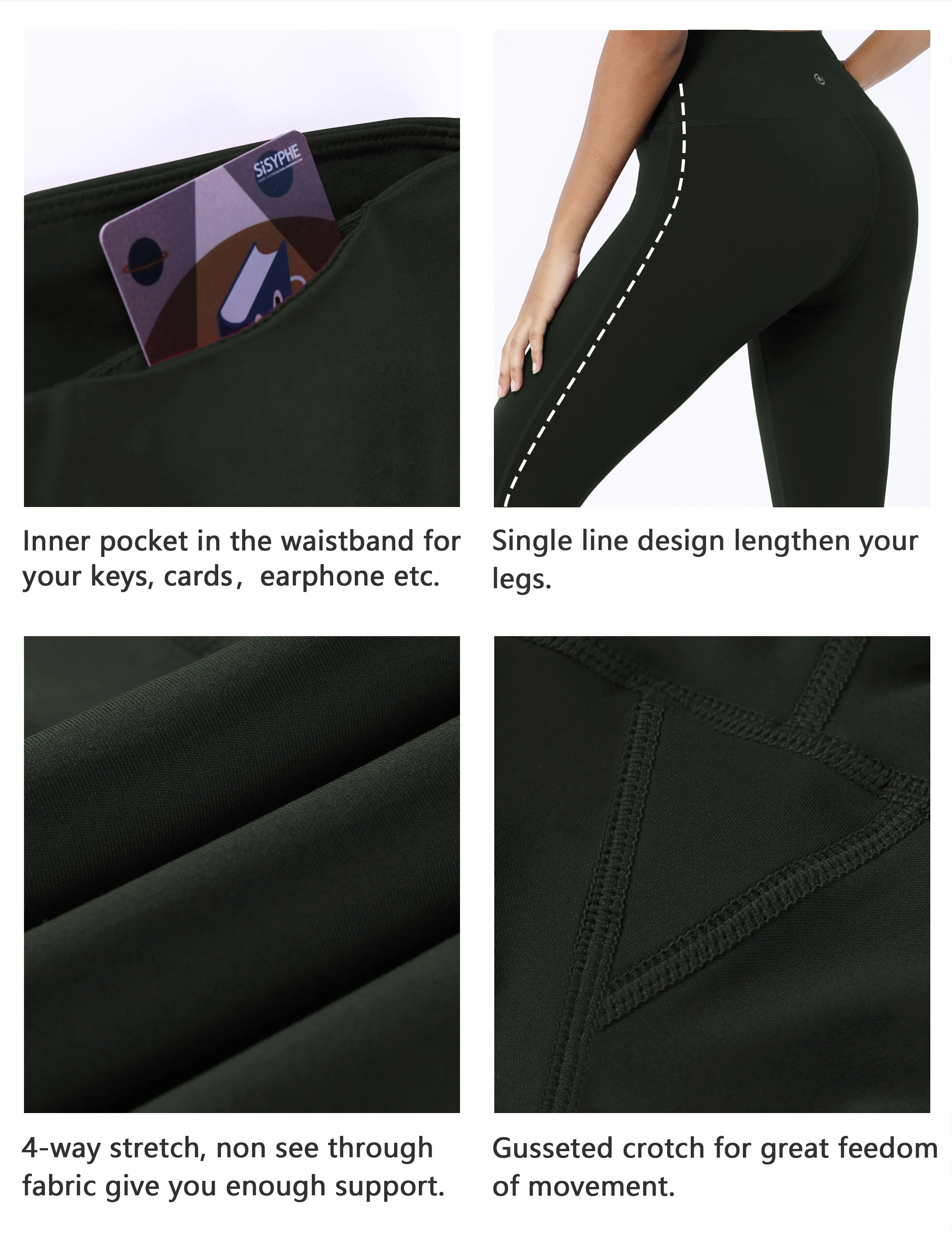 22" High Waist Side Line Capris olivegray_yoga