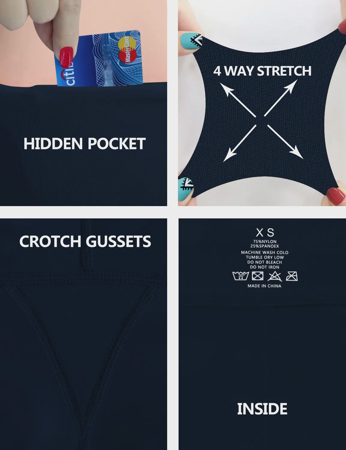 22" High Waist Side Pockets Capris darknavy_yoga