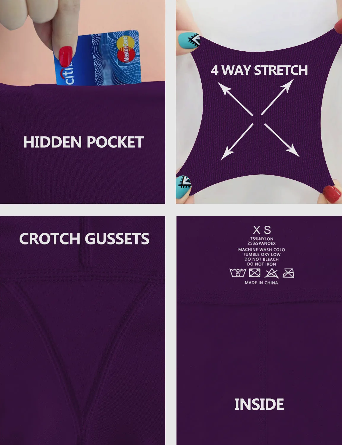 22" High Waist Side Pockets Capris eggplantpurple_yoga