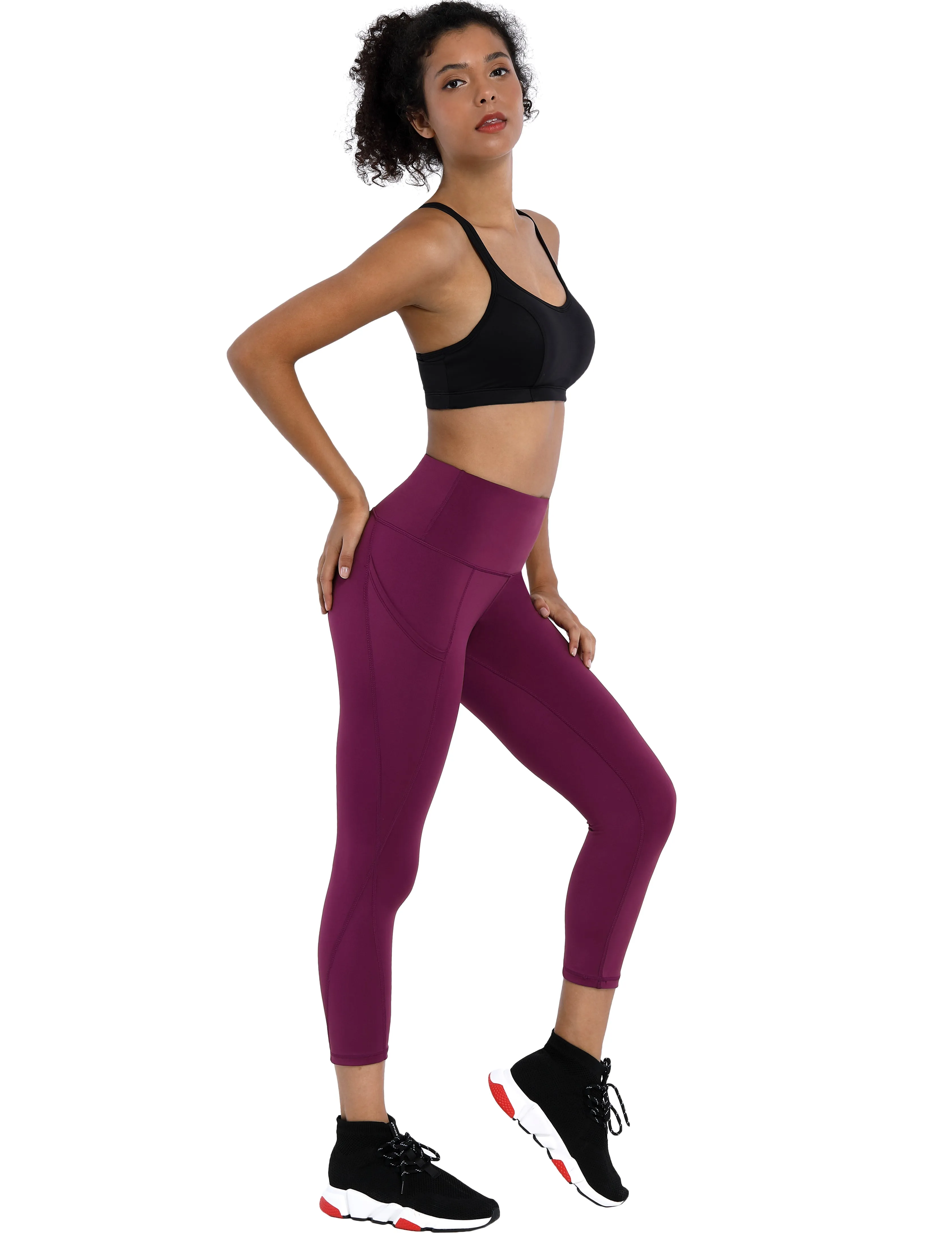 22" High Waist Side Pockets Capris grapevine_yoga