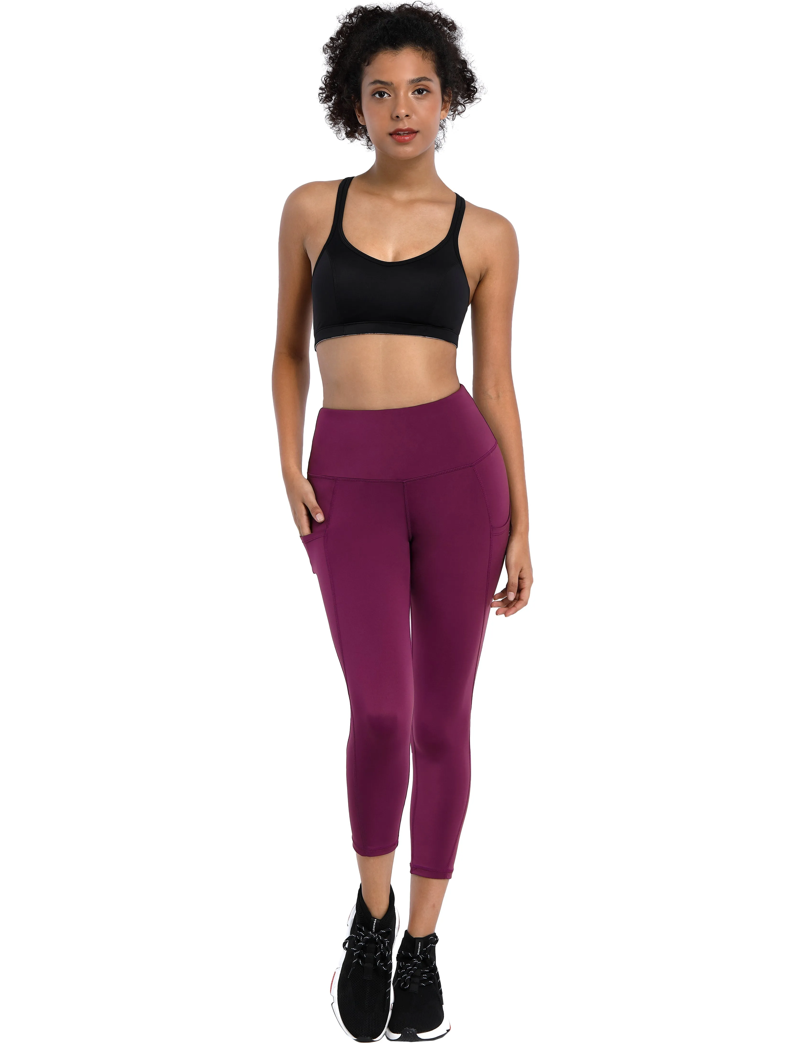 22" High Waist Side Pockets Capris grapevine_yoga