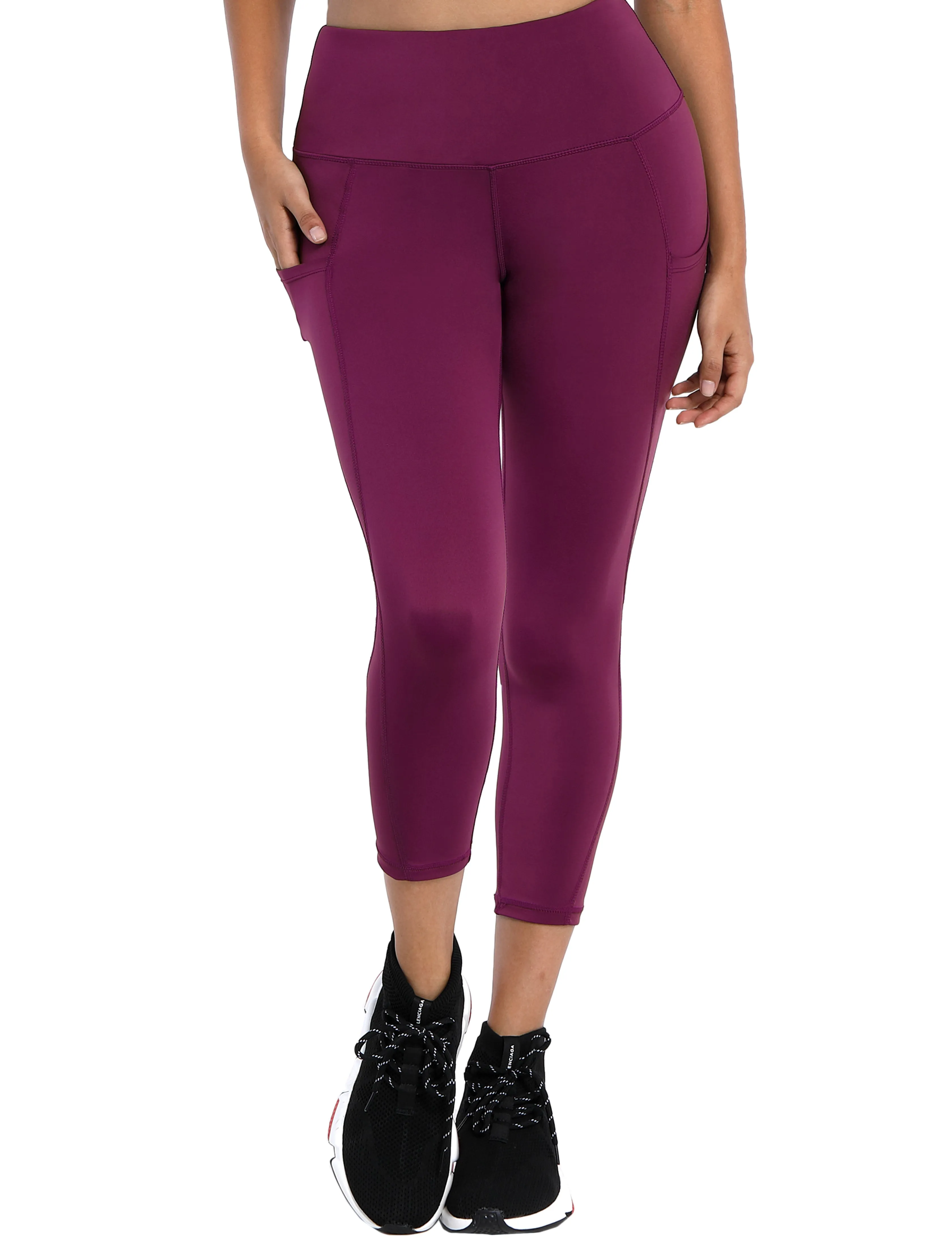 22" High Waist Side Pockets Capris grapevine_yoga