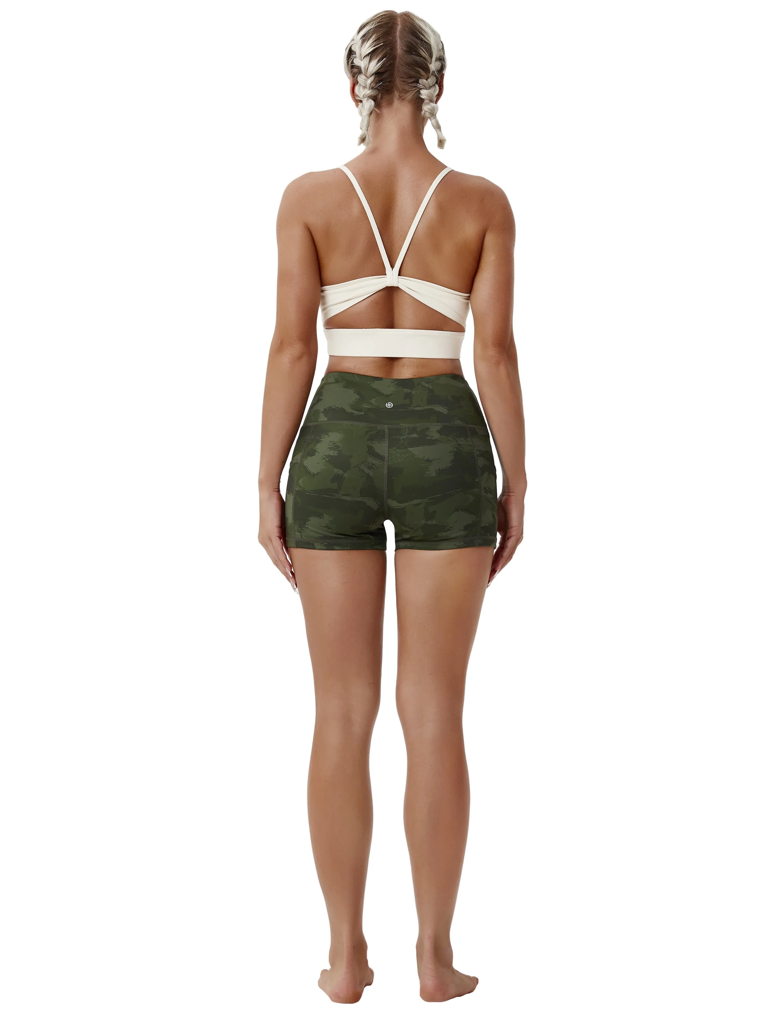 2.5" Printed Side Pockets Yoga Shorts green brushcamo_yoga