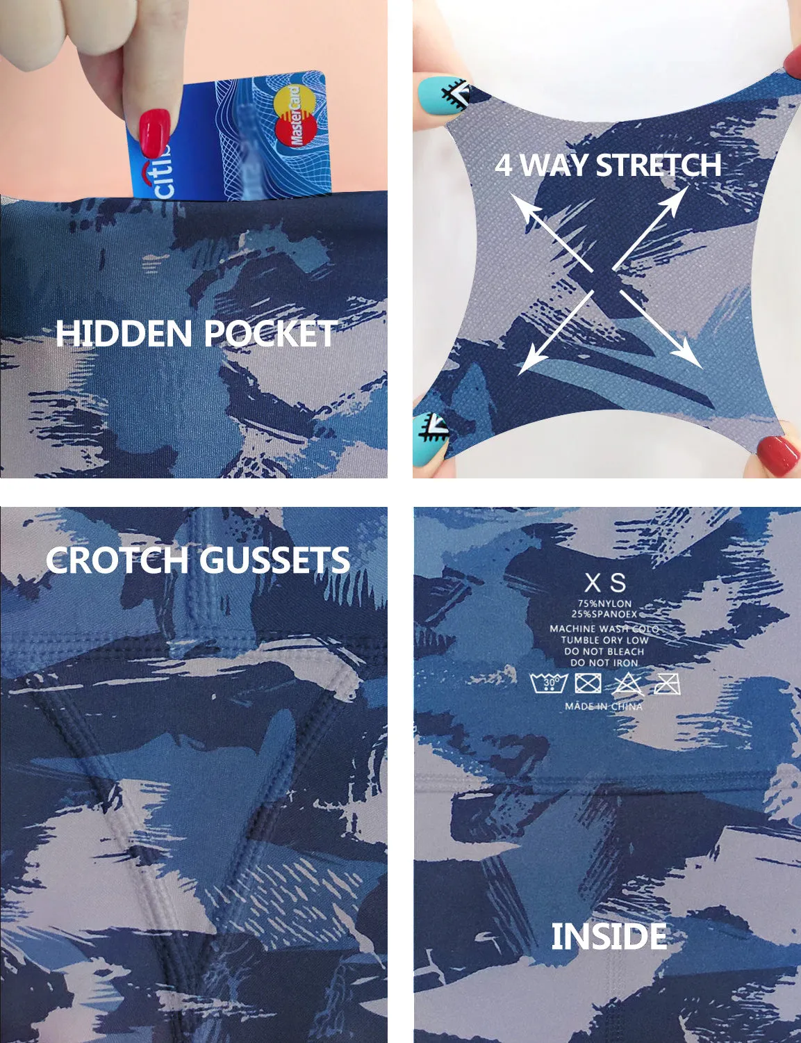 2.5" Printed Side Pockets Yoga Shorts navy brushcamo_yoga