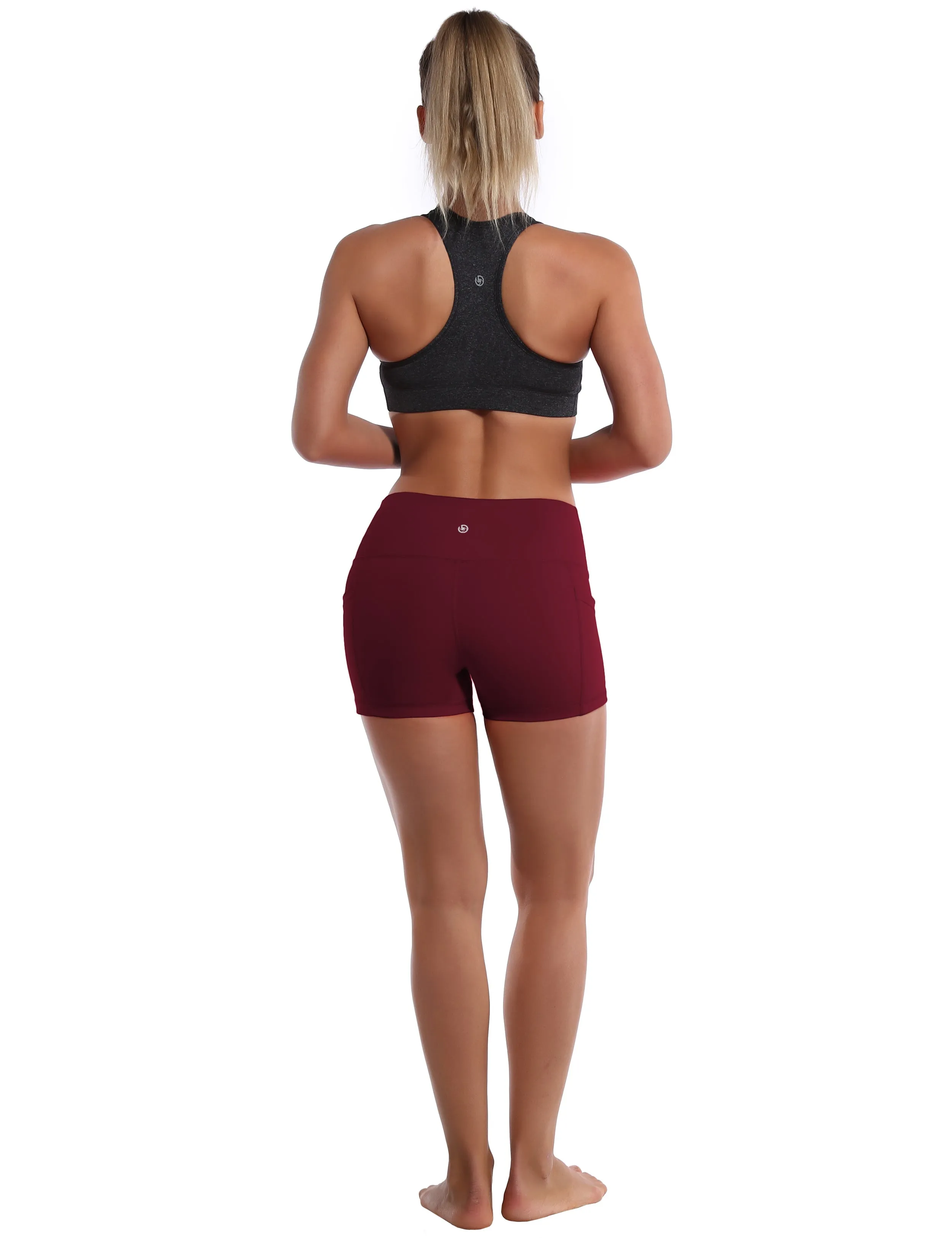 2.5" Side Pockets Yoga Shorts cherryred_yoga