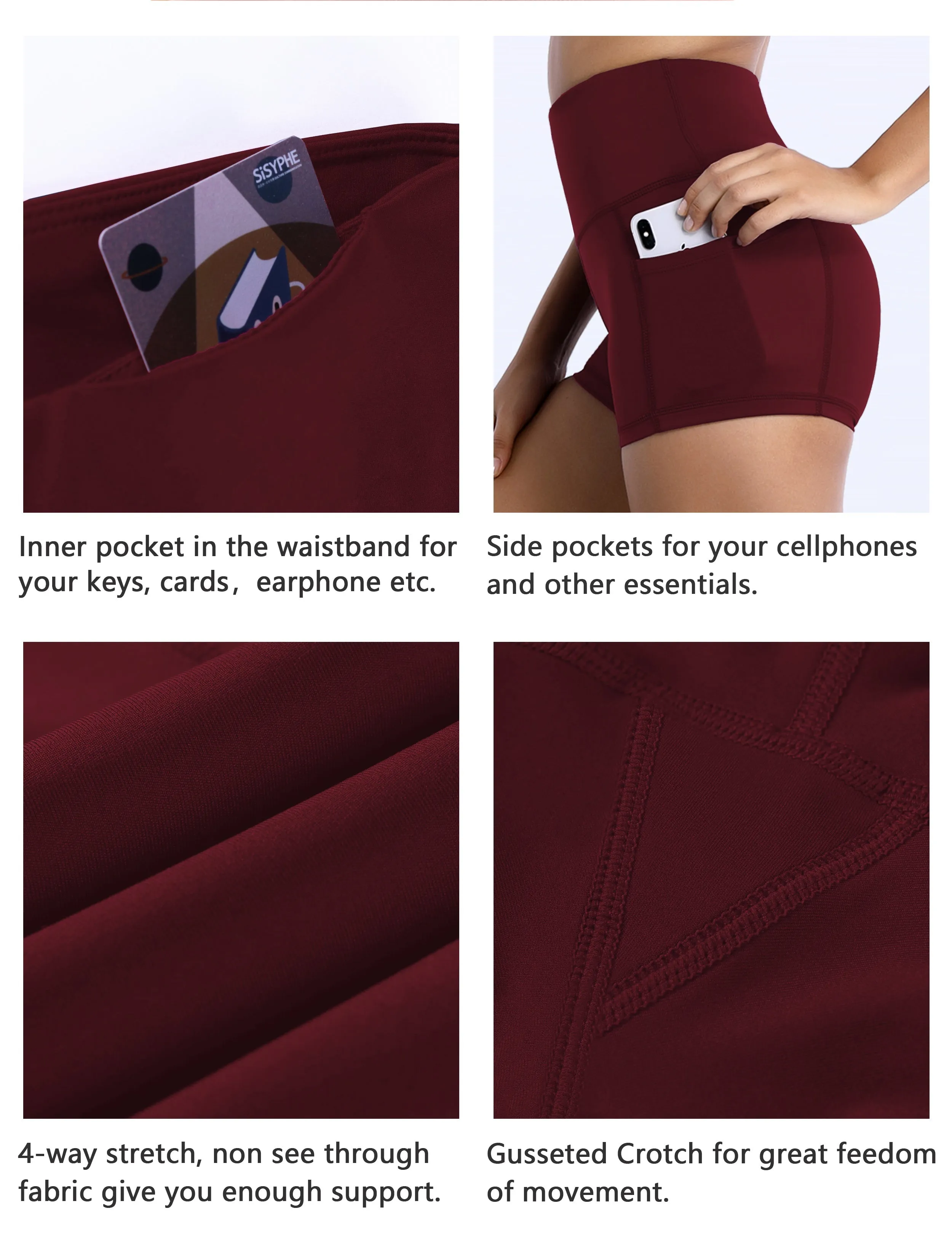 2.5" Side Pockets Yoga Shorts cherryred_yoga