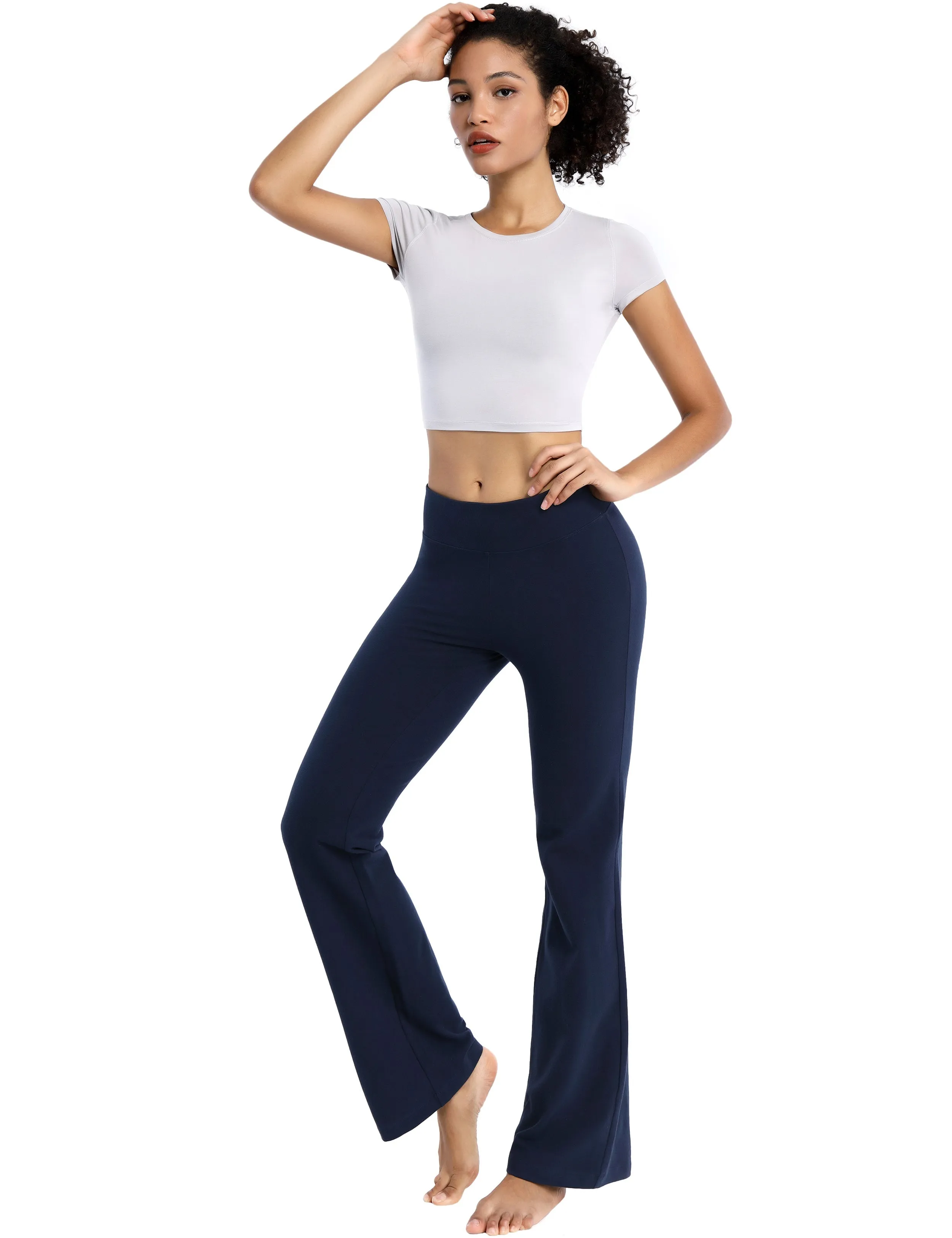 29" 31" 33" 35" Cotton Bootcut Leggings darknavy ins_yoga