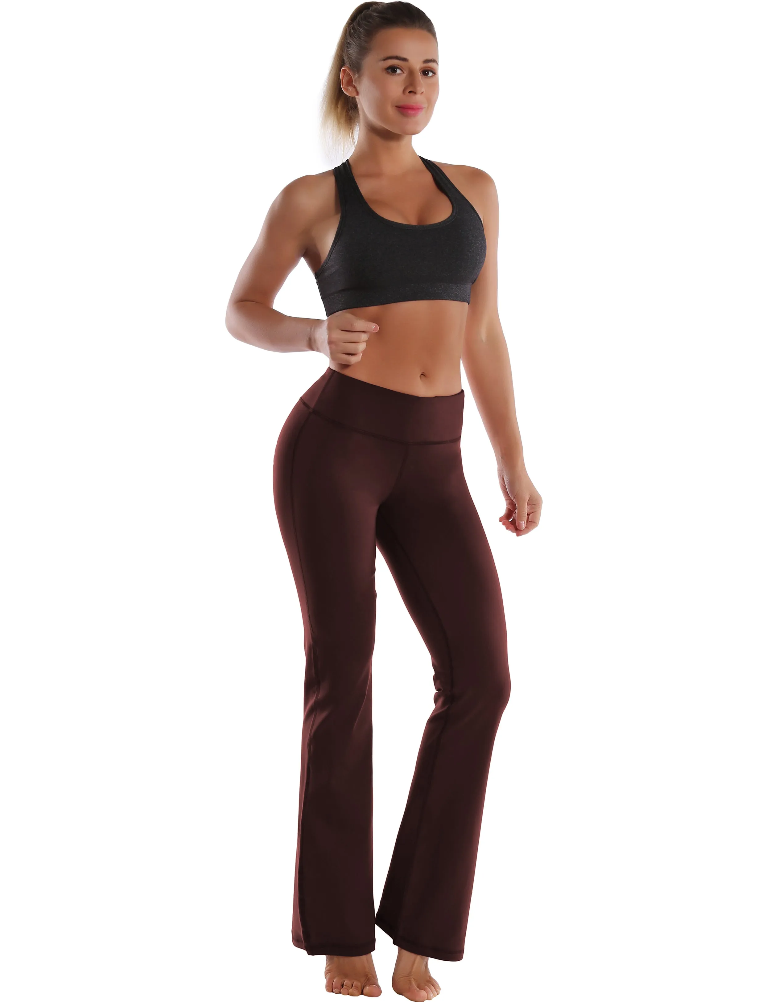 29" 31" 33" 35" Cotton Nylon Bootcut Leggings mahoganymaroon_yoga