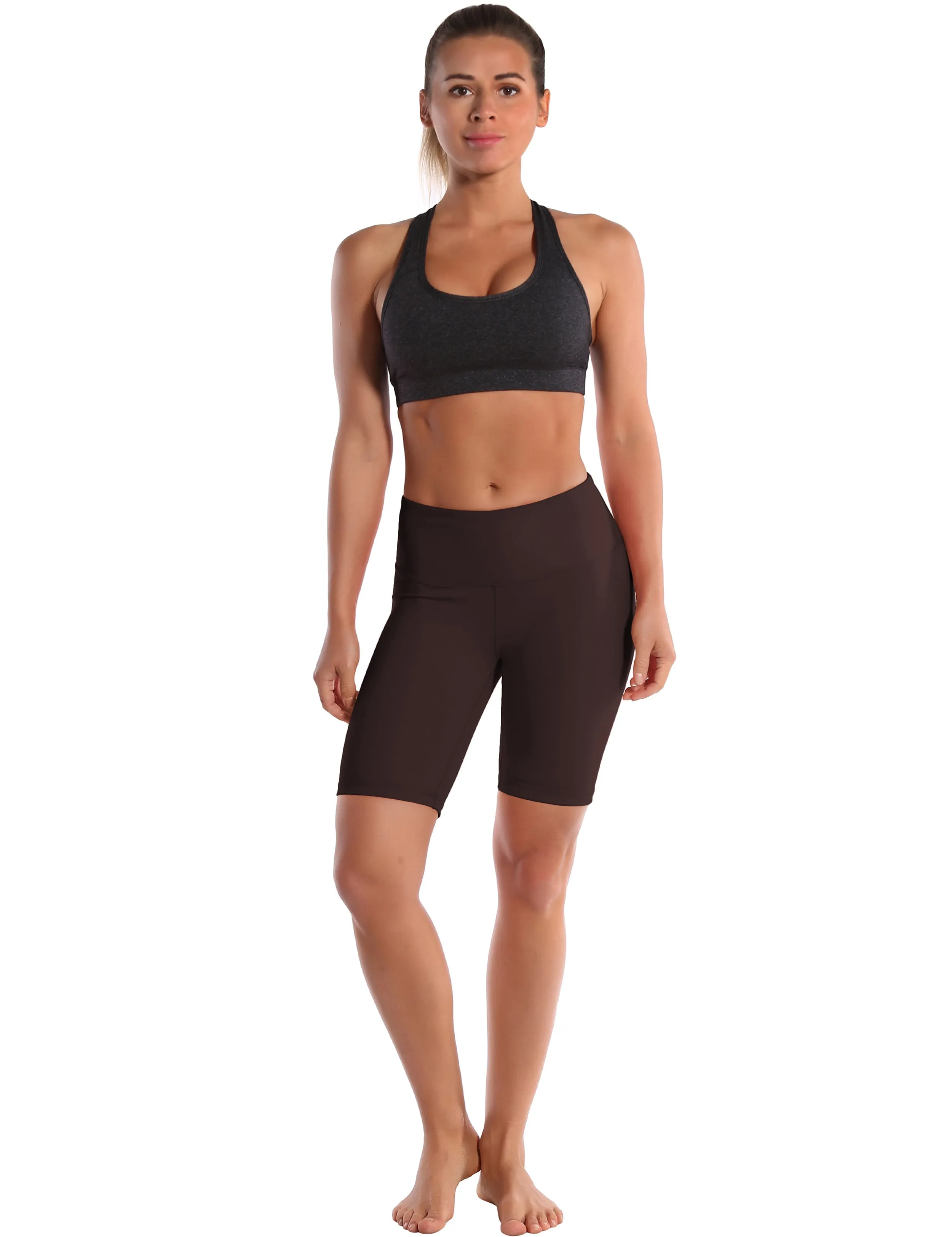 8" High Waist Yoga Shorts mahoganymaroon_yoga
