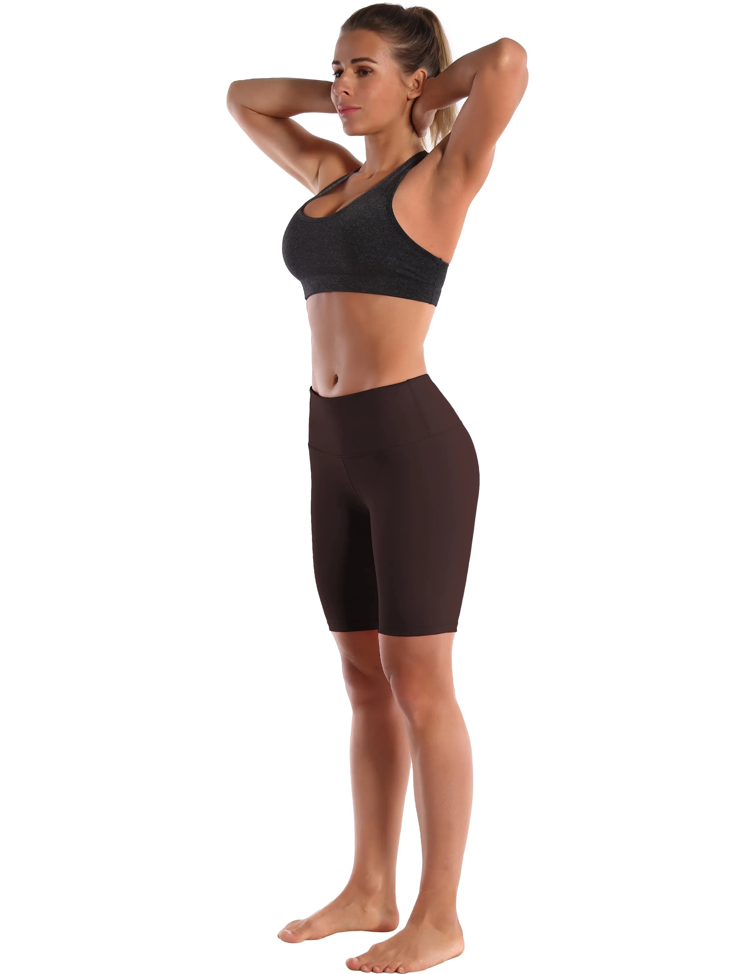 8" High Waist Yoga Shorts mahoganymaroon_yoga