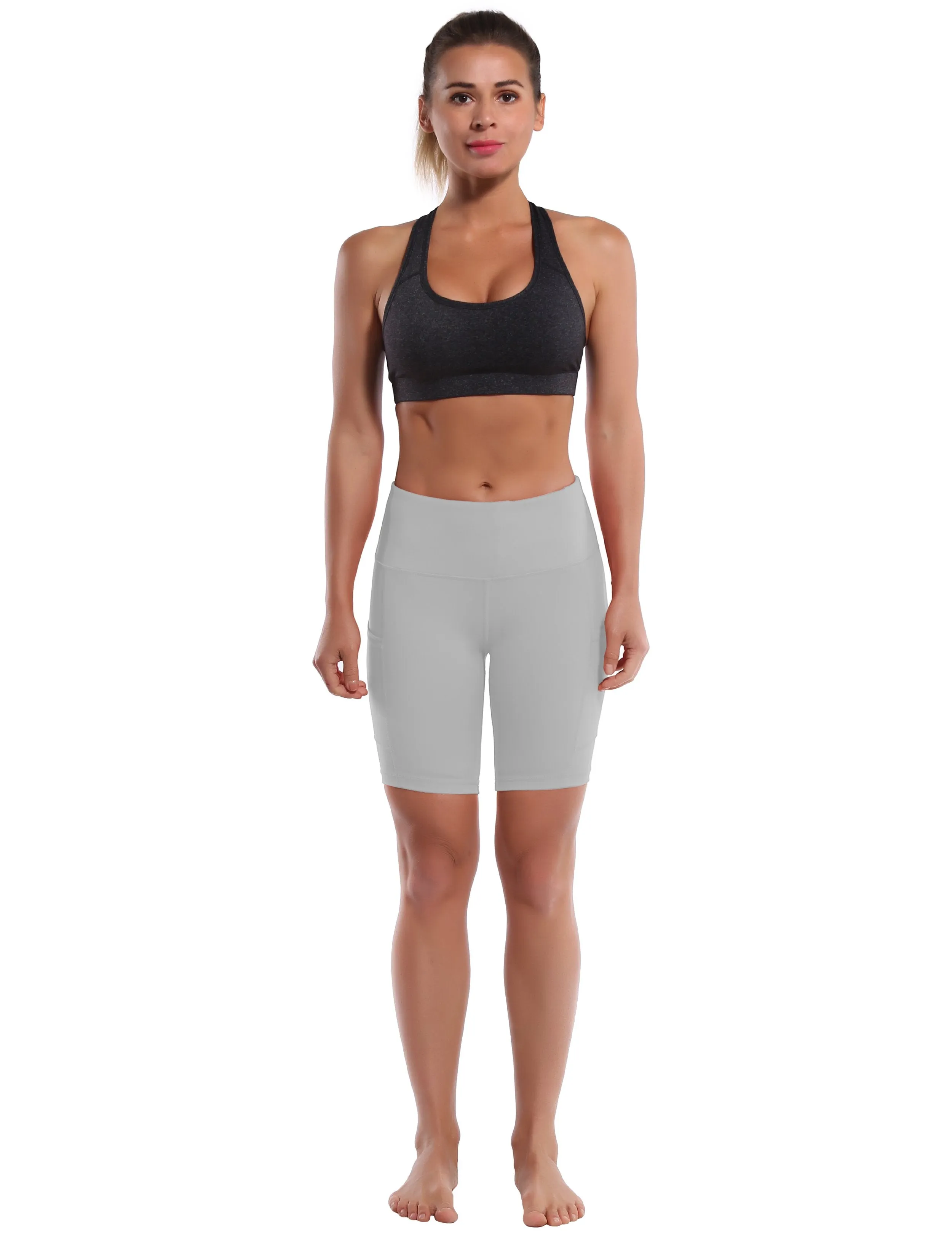 8" Side Pockets Yoga Shorts lightgray ins_yoga