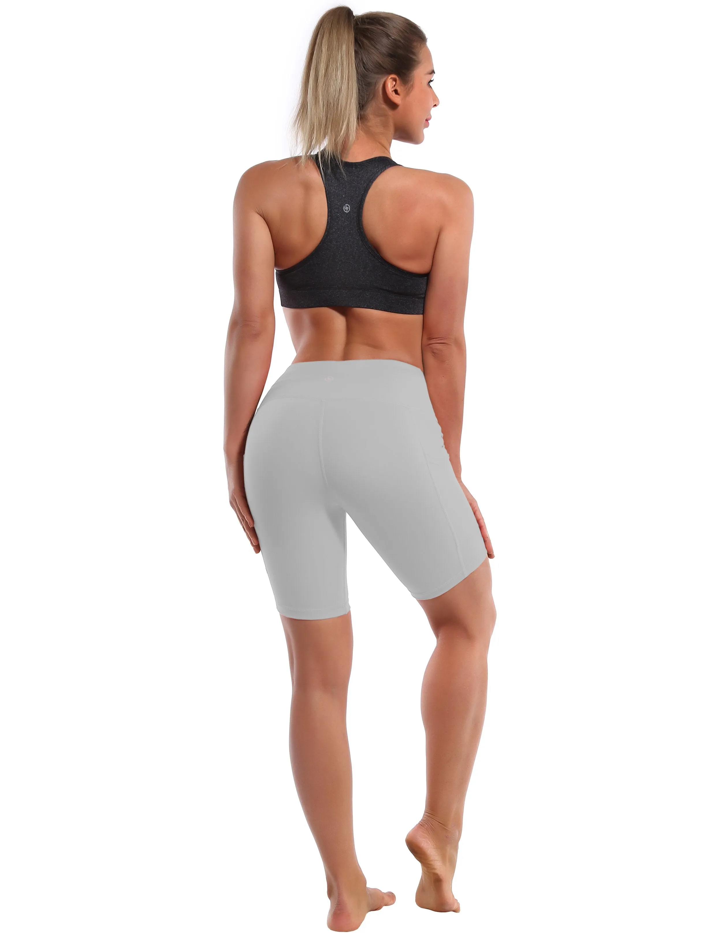 8" Side Pockets Yoga Shorts lightgray ins_yoga