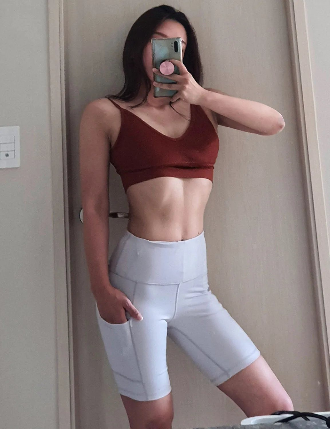 8" Side Pockets Yoga Shorts lightgray ins_yoga