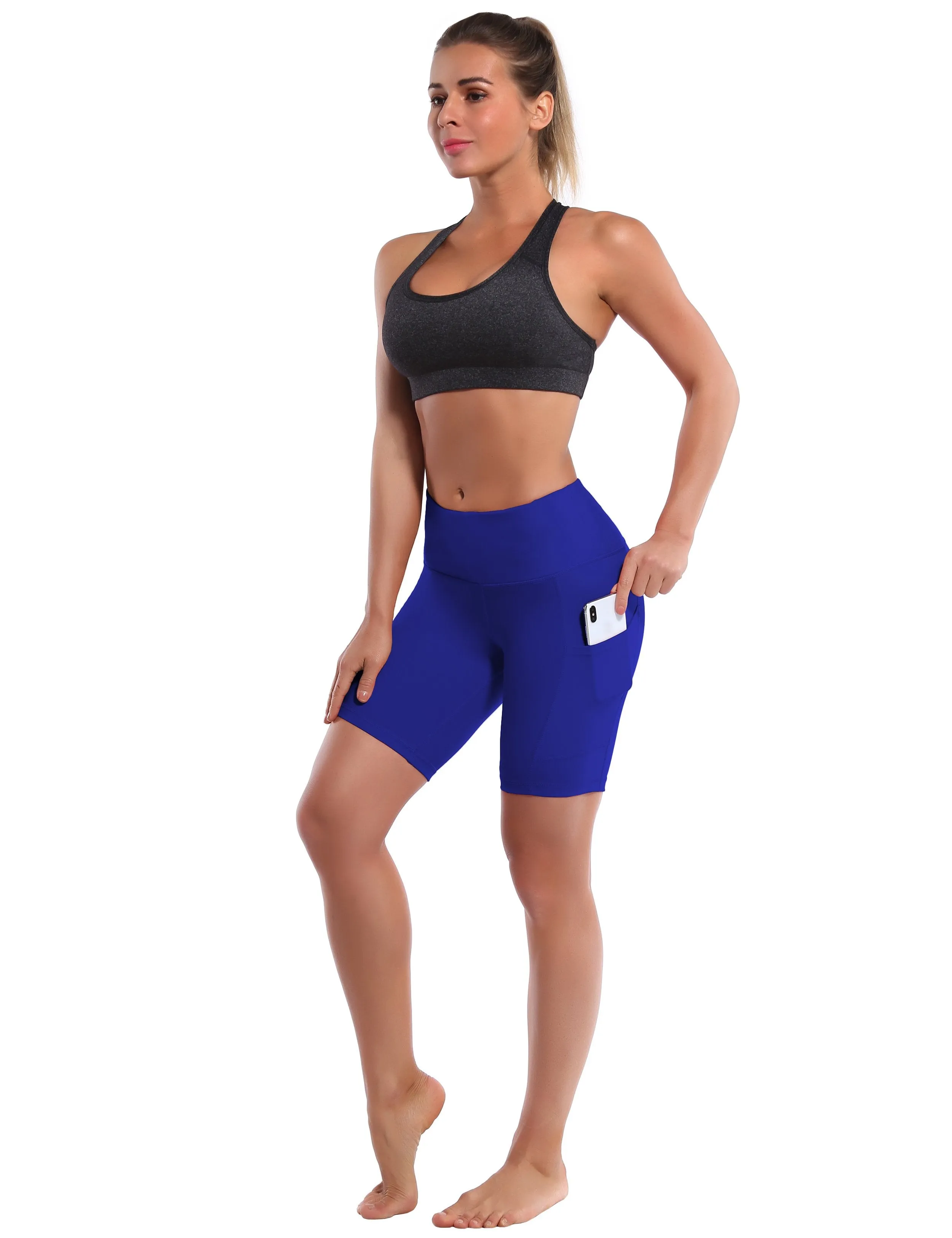 8" Side Pockets Yoga Shorts navy ins_yoga