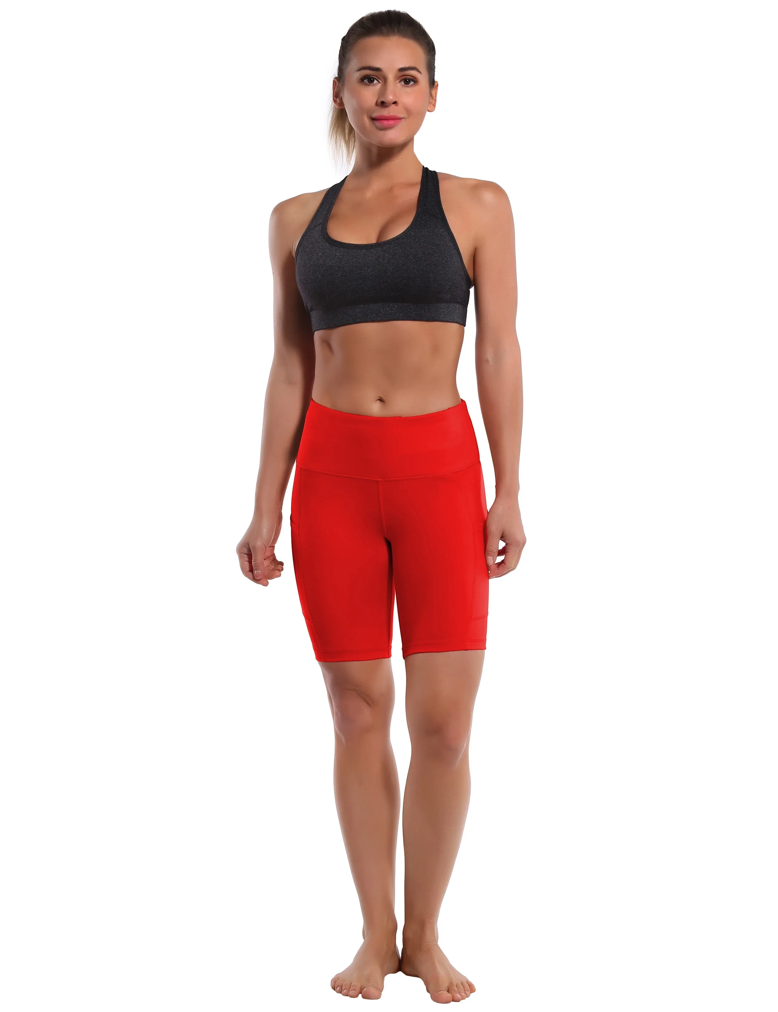 8" Side Pockets Yoga Shorts scarlet_yoga
