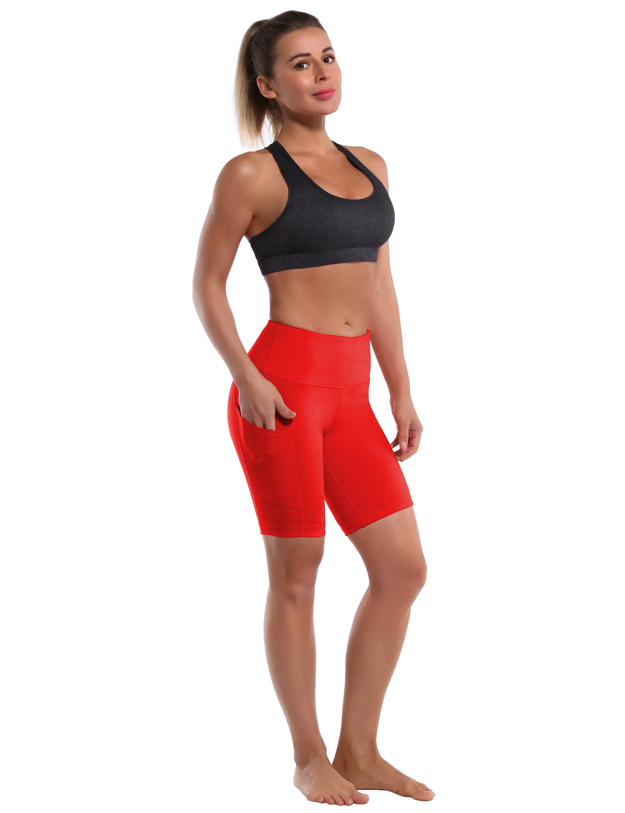 8" Side Pockets Yoga Shorts scarlet_yoga