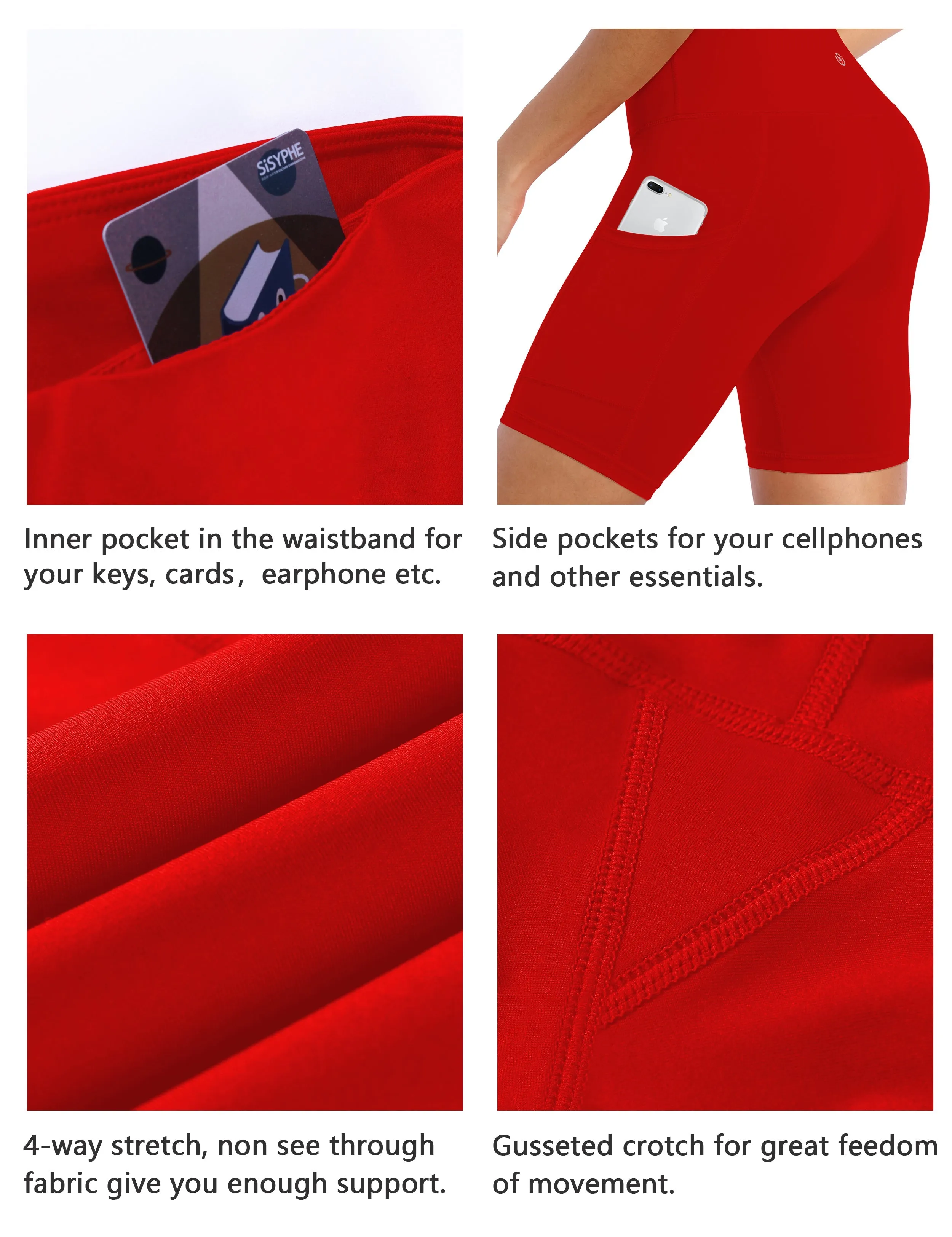 8" Side Pockets Yoga Shorts scarlet_yoga