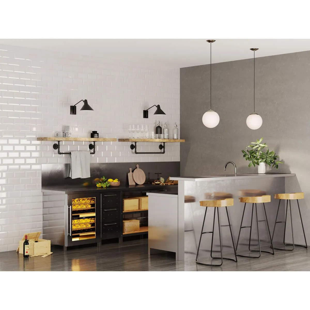 Atwell Collection Opal Glass Globe Medium Hanging Pendant Light
