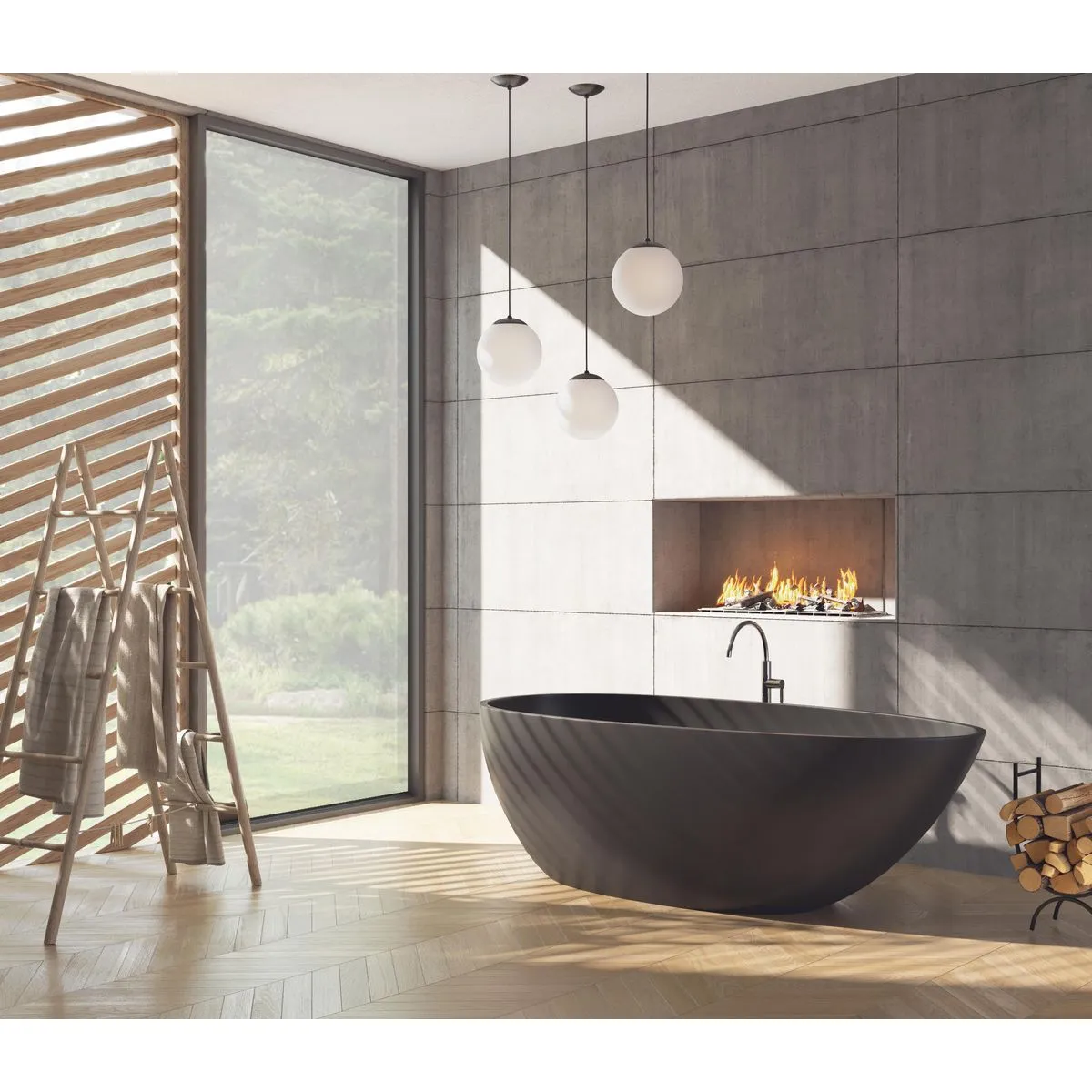 Atwell Collection Opal Glass Globe Medium Hanging Pendant Light