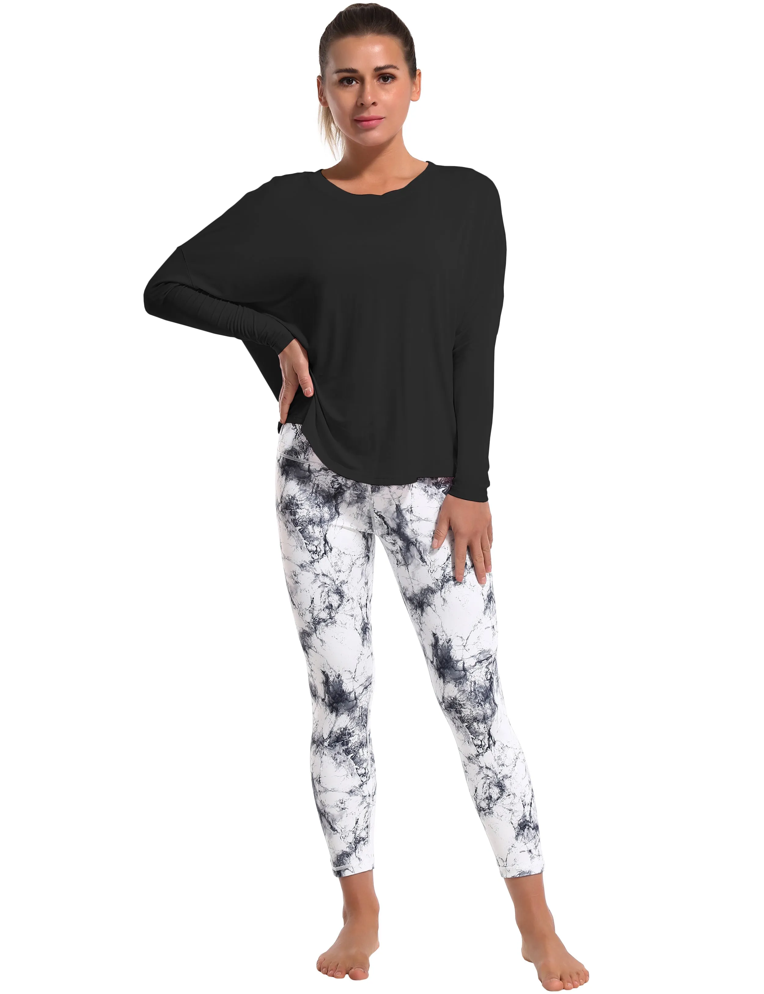 Biking Batwing Tunic Tops black_Biking