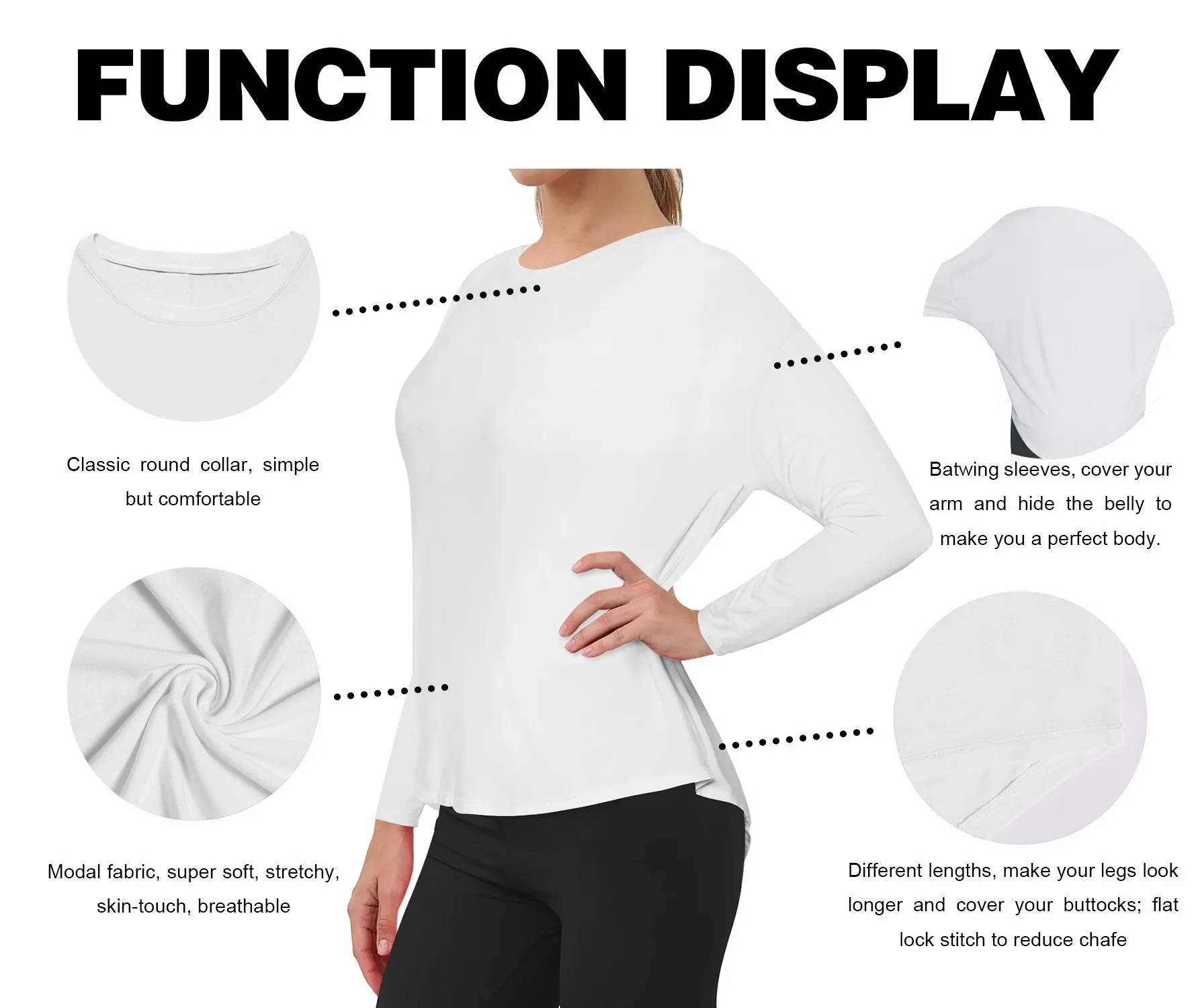 Biking Batwing Tunic Tops white ins_Biking