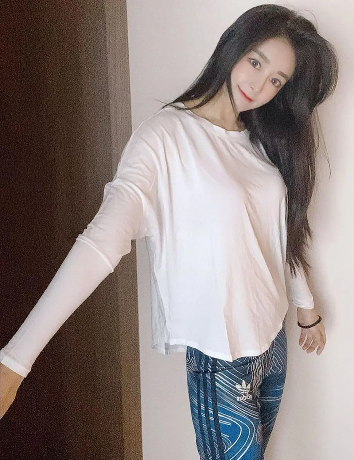 Biking Batwing Tunic Tops white ins_Biking