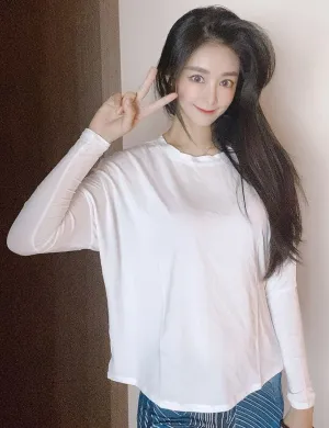 Biking Batwing Tunic Tops white ins_Biking