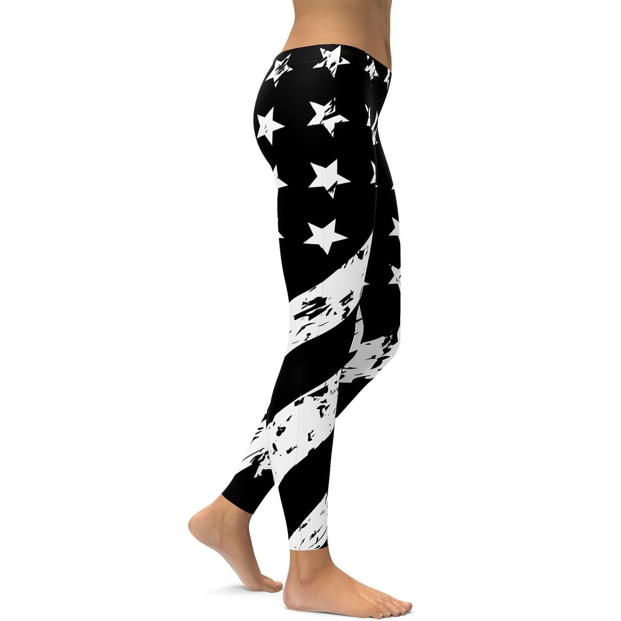 Black & White American Flag Leggings