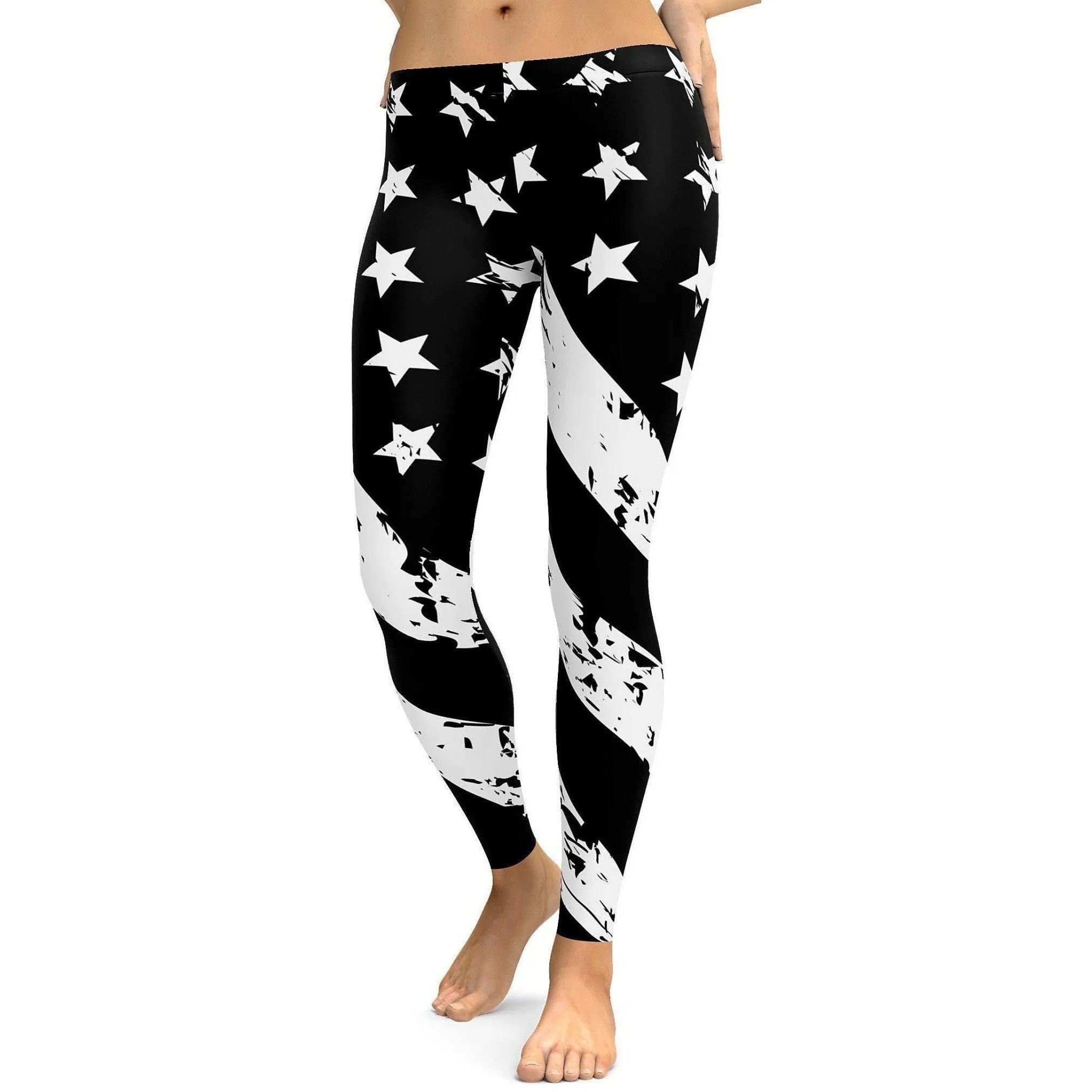 Black & White American Flag Leggings