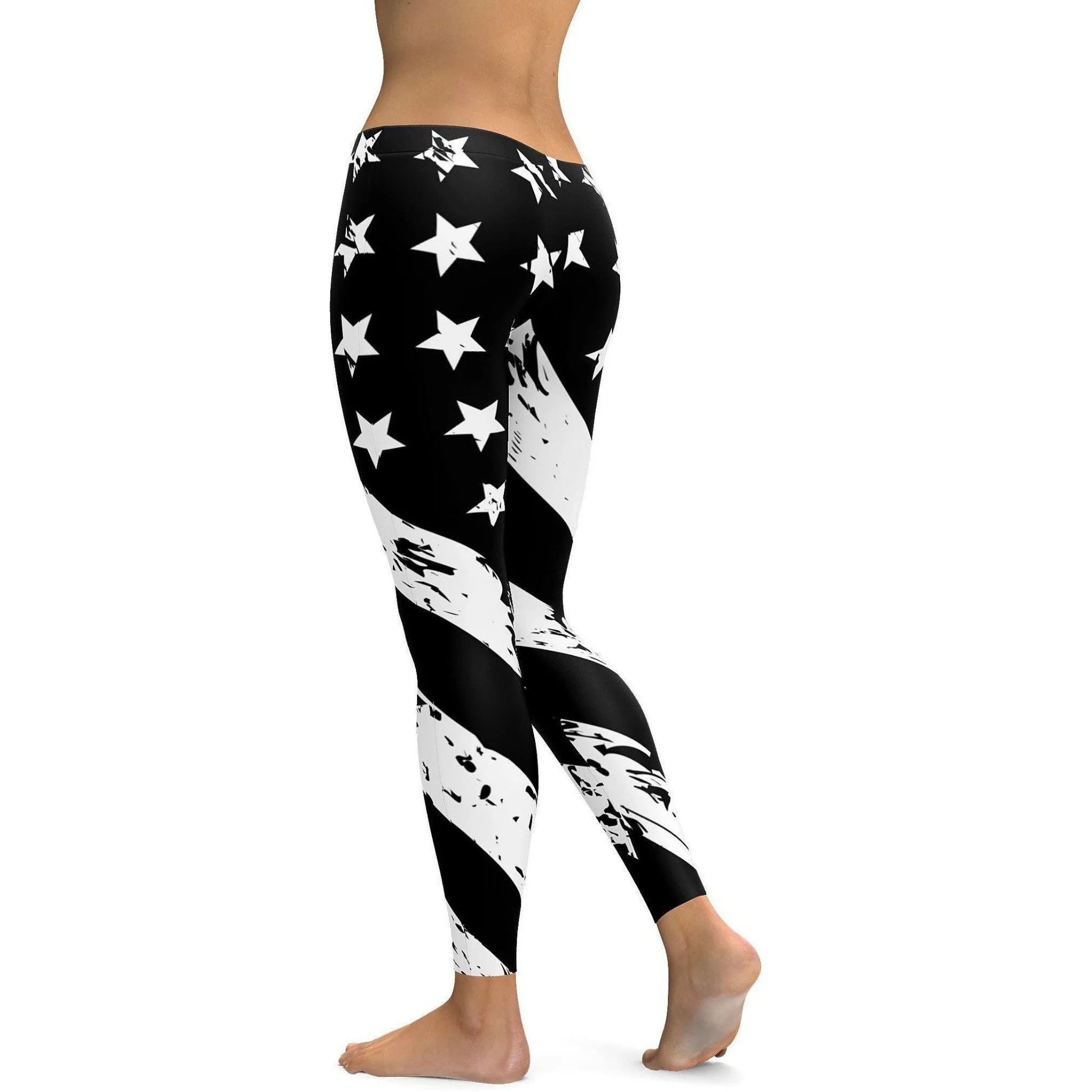 Black & White American Flag Leggings
