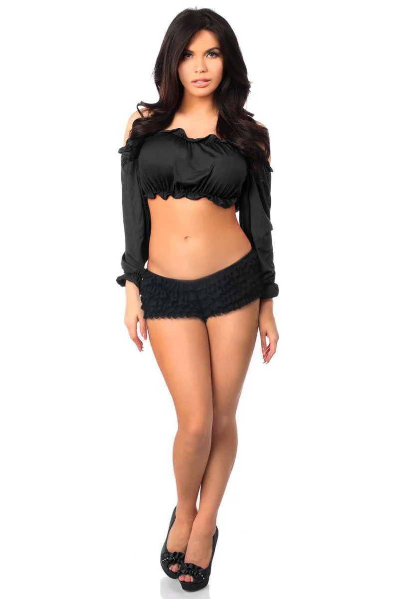 Black Long Sleeve Peasant Top by Daisy
